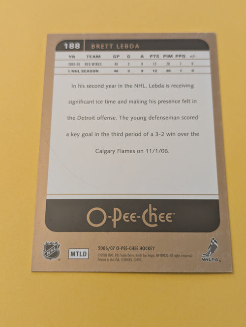 Brett Lebda Signed Detroit Red Wings Card