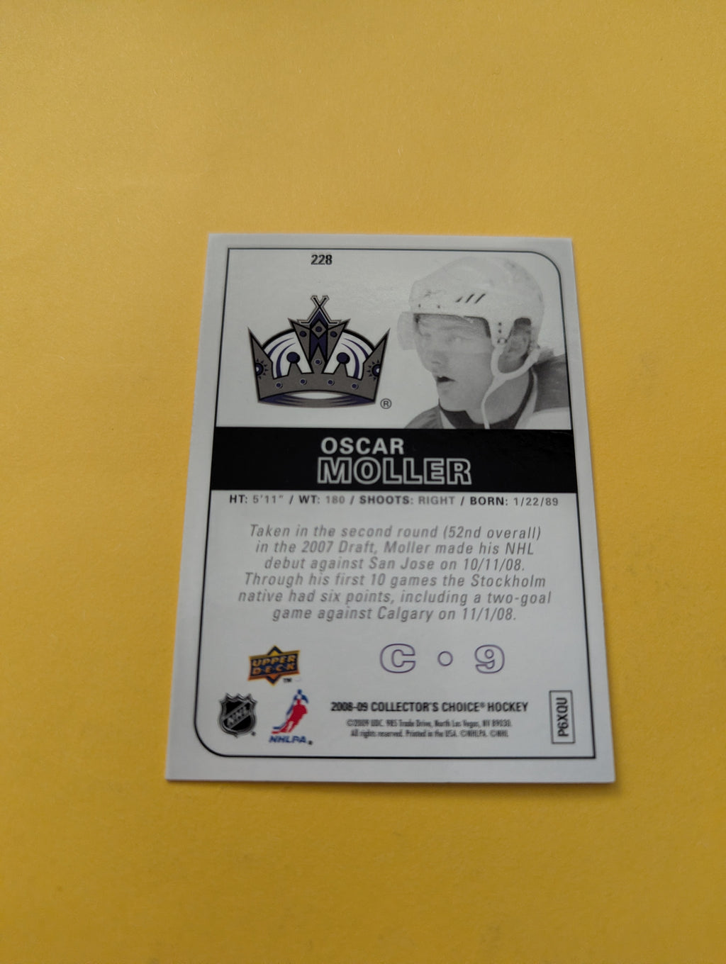 Oscar Moller Signed Los Angeles Kings Rookie Card