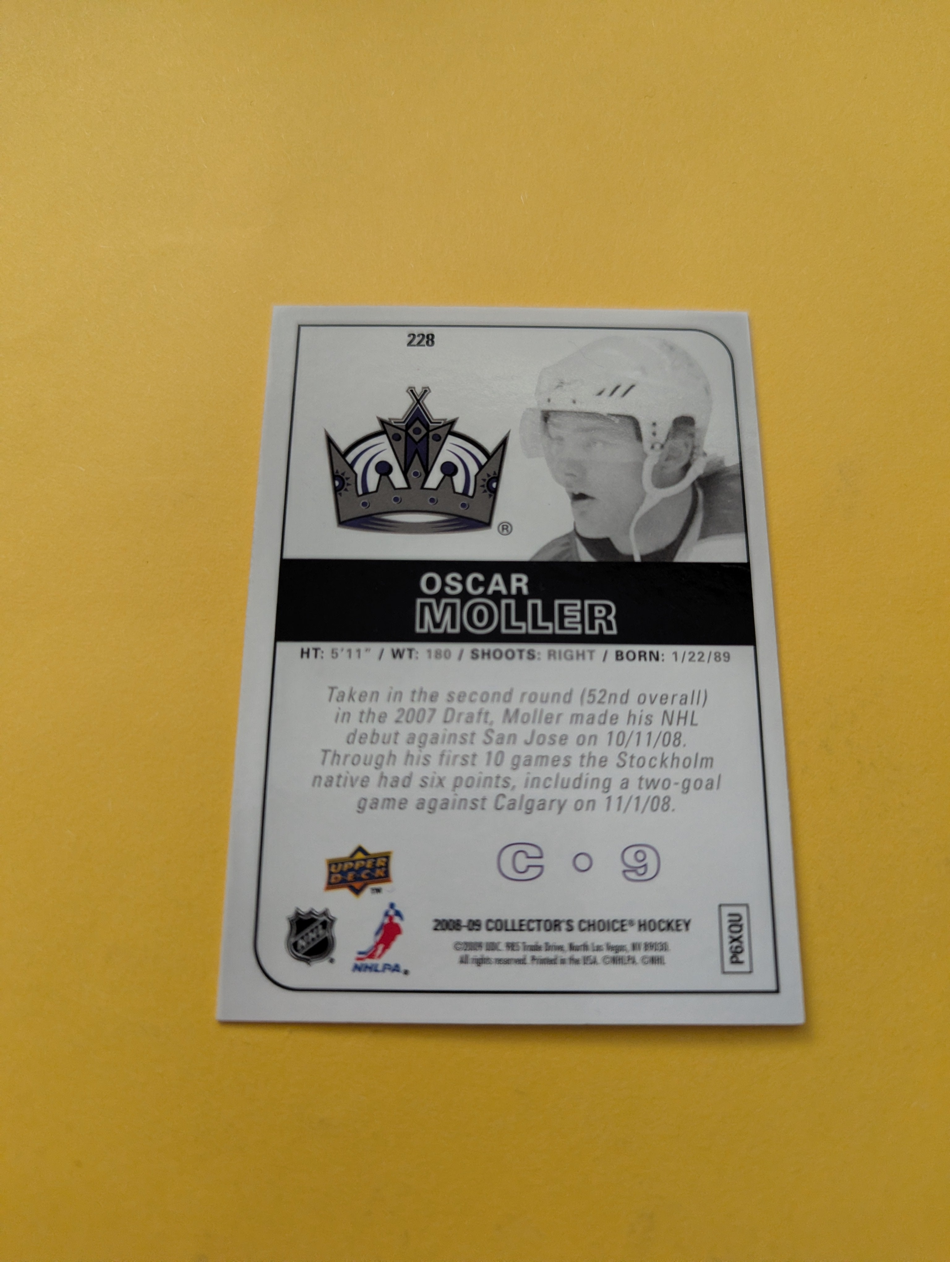 Oscar Moller Signed Los Angeles Kings Rookie Card
