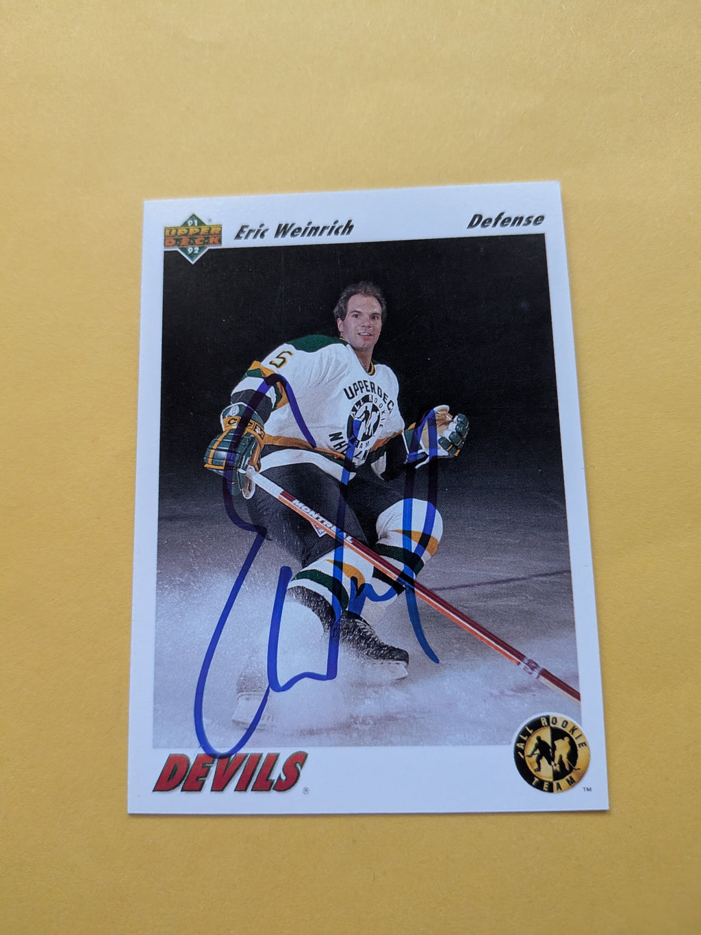 Eric Weinrich Signed New Jersey Devils Card A