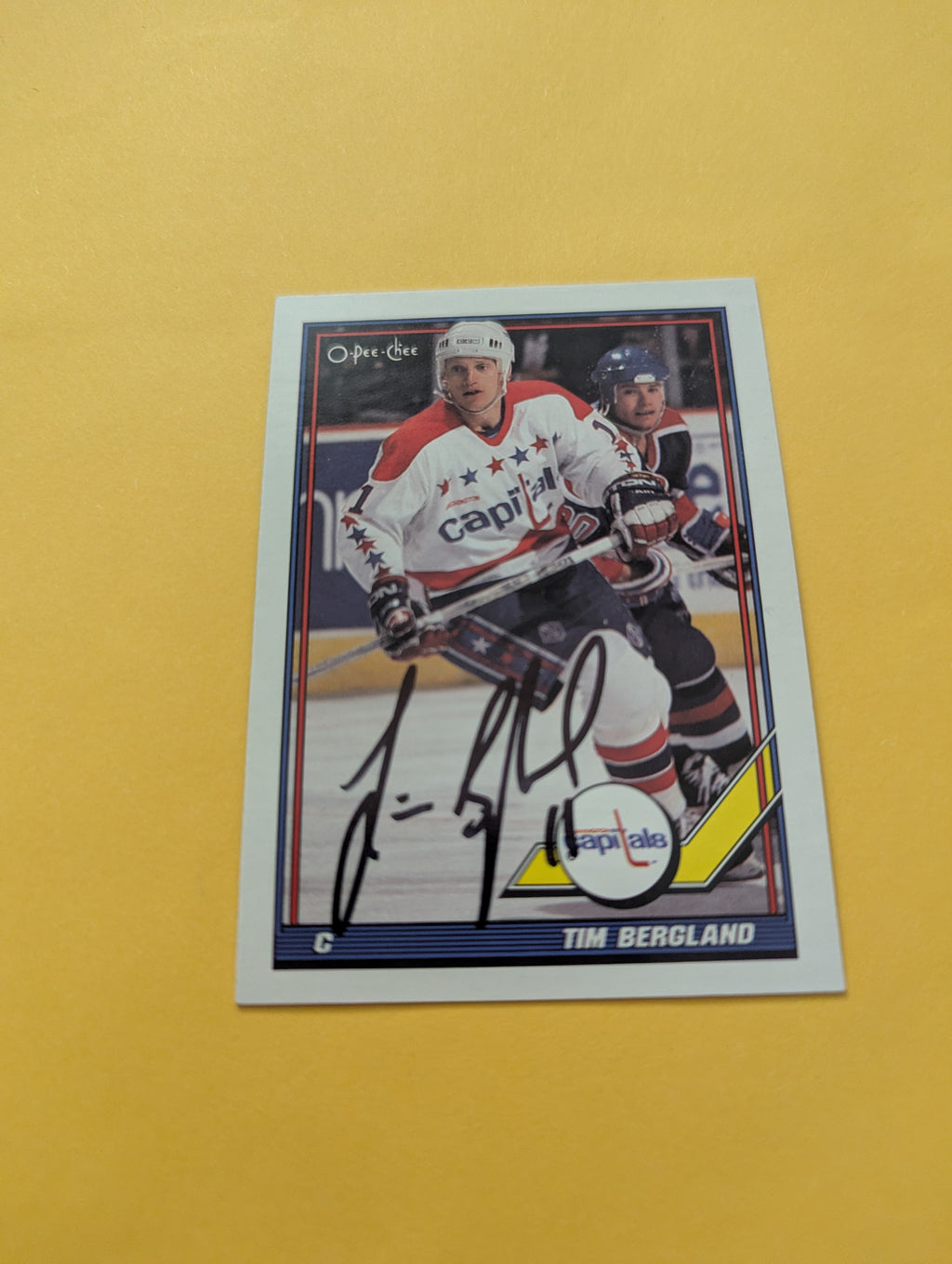 Tim Bergland Signed Washington Capitals Card