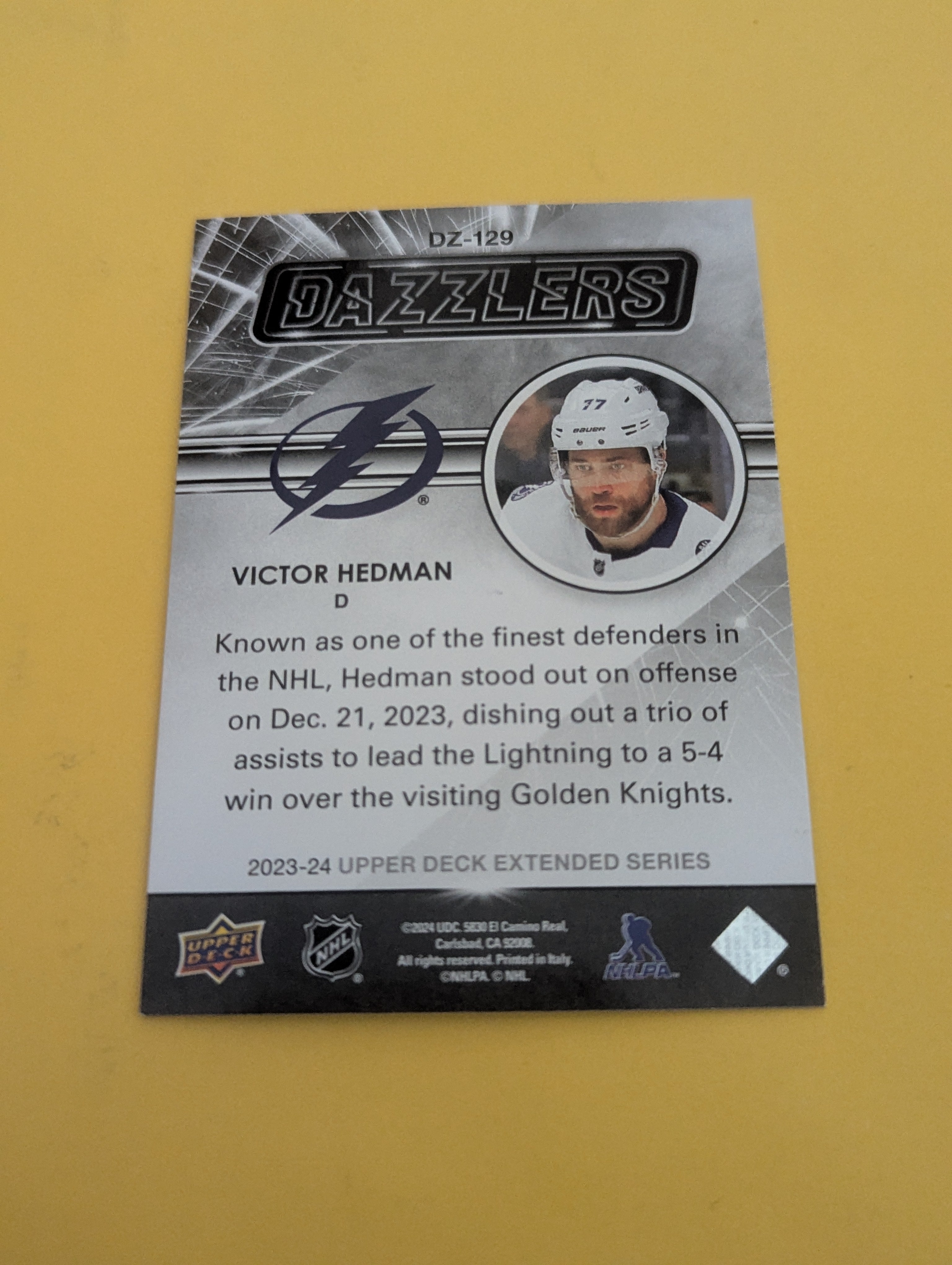 Victor Hedman 23-24 Upper Deck Dazzlers Green Card