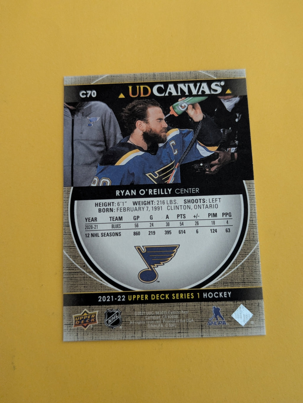 Ryan O'Reilly 21-22 Upper Deck UD Canvas Card