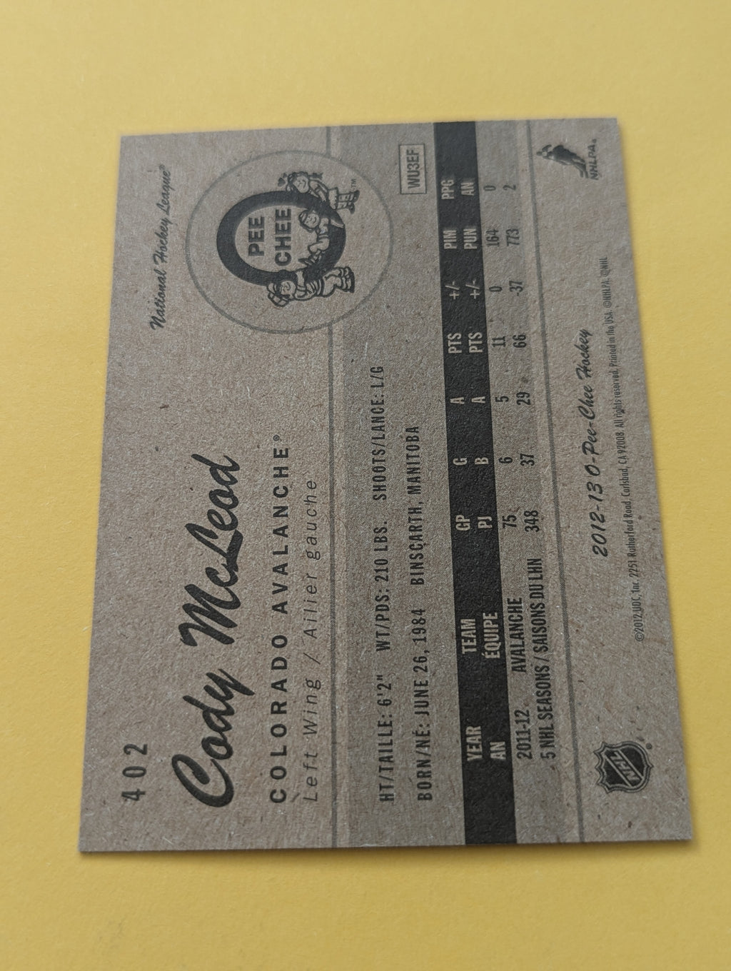 Cody McLeod Signed Colorado Avalanche Card