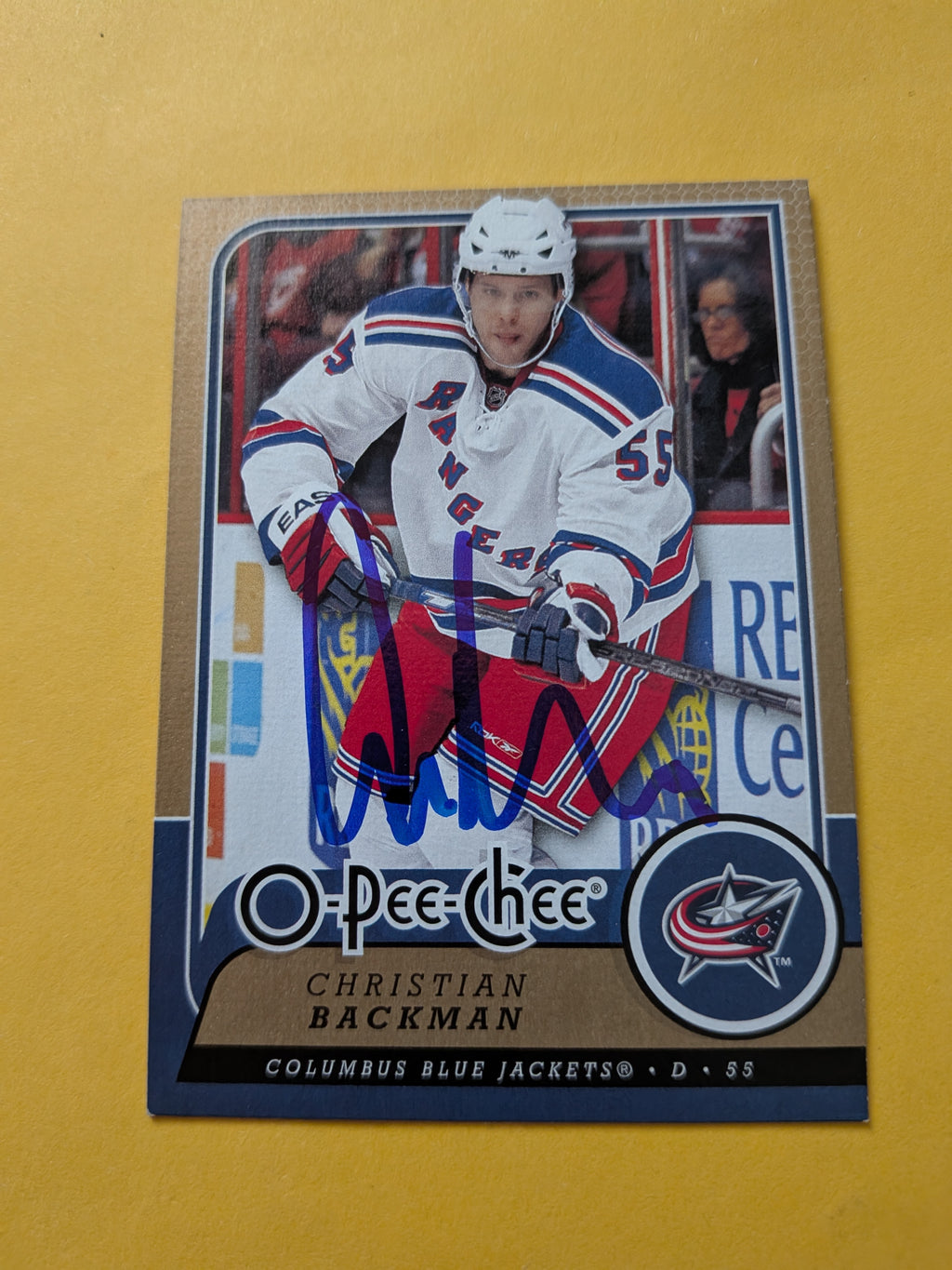 Christian Backman Signed New York Rangers Card A