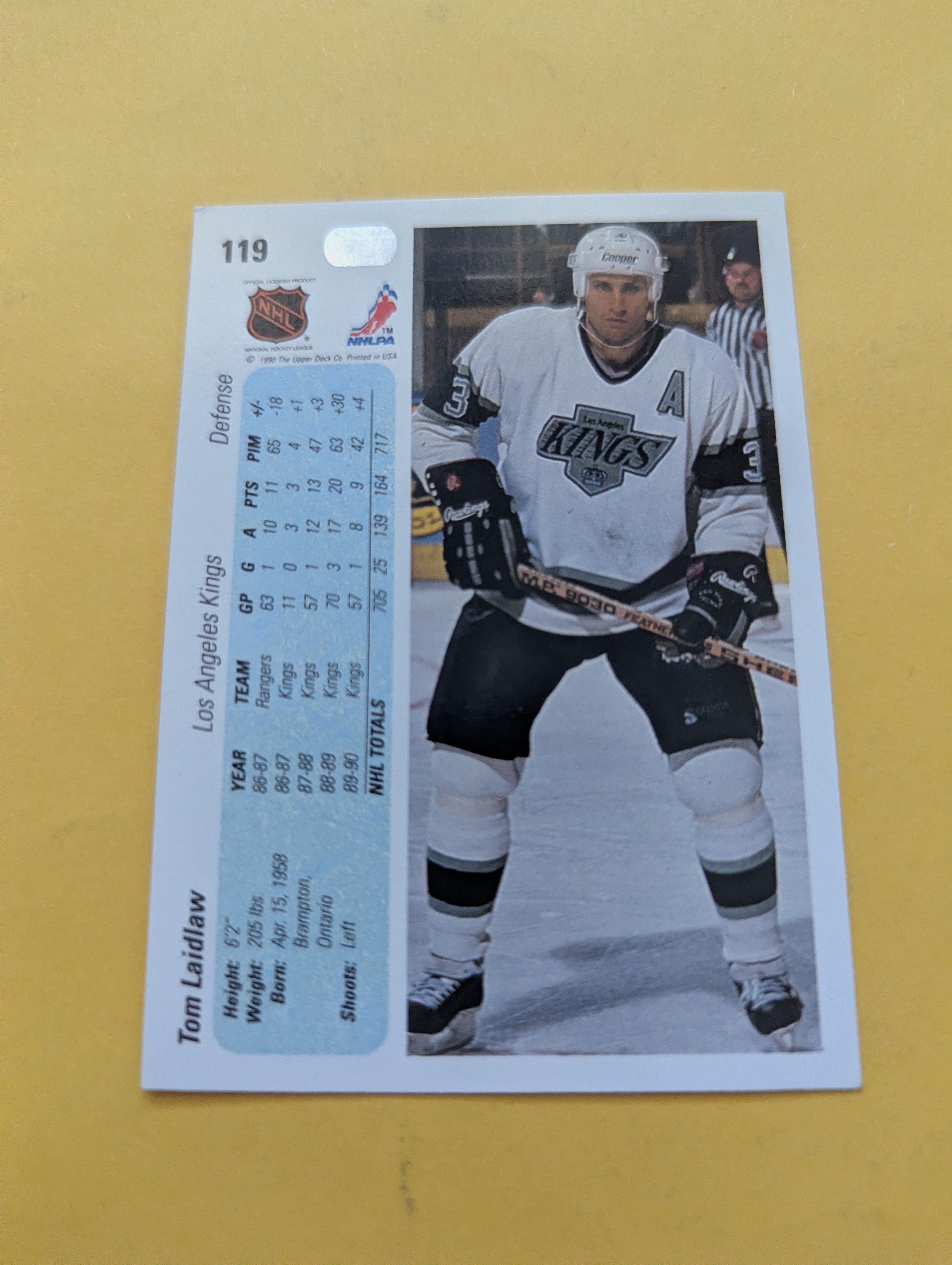 Tom Laidlaw Signed Los Angeles Kings Card