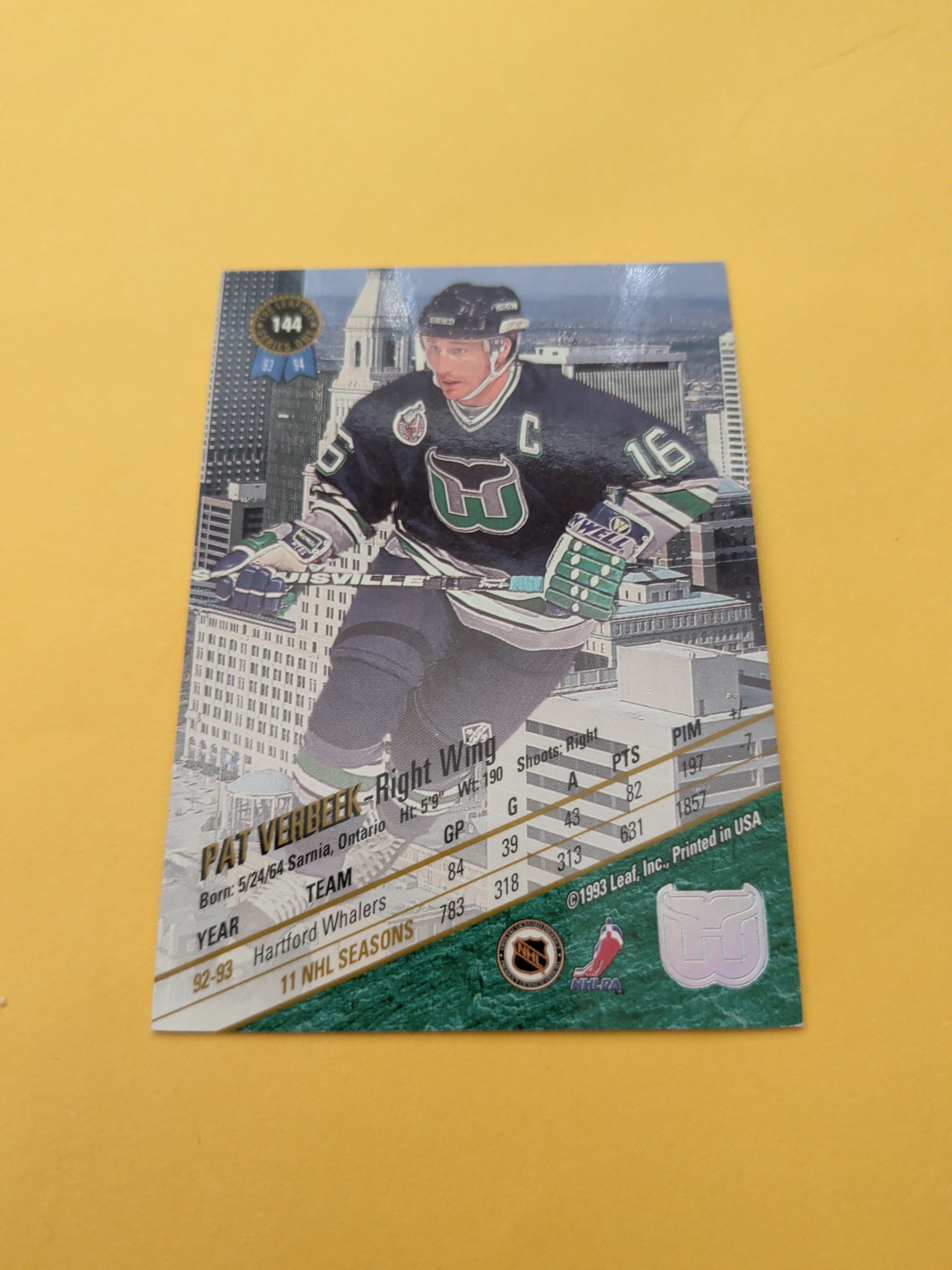 Pat Verbeek Signed Hartford Whalers Card A