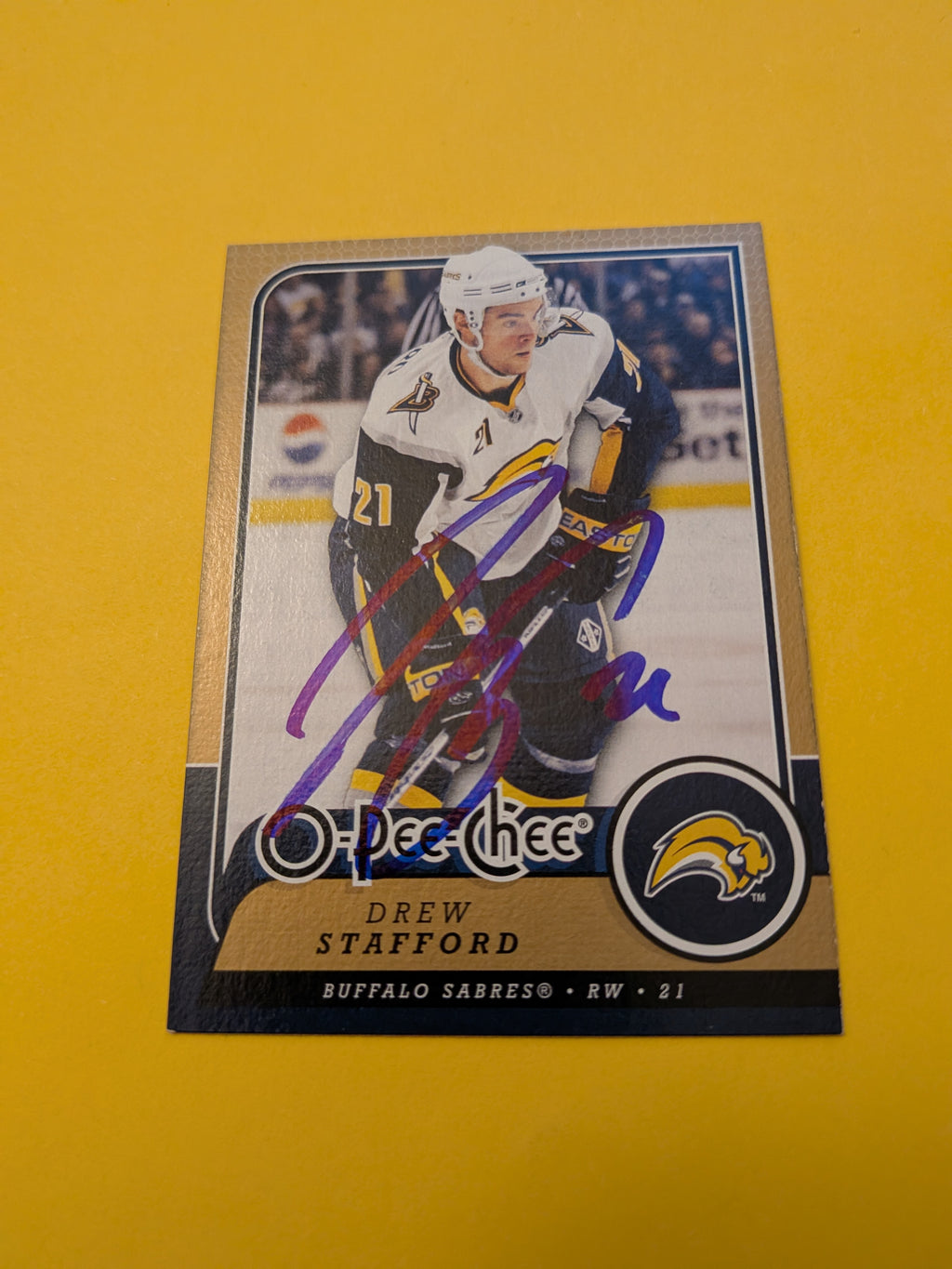 Drew Stafford Signed Buffalo Sabres Card D