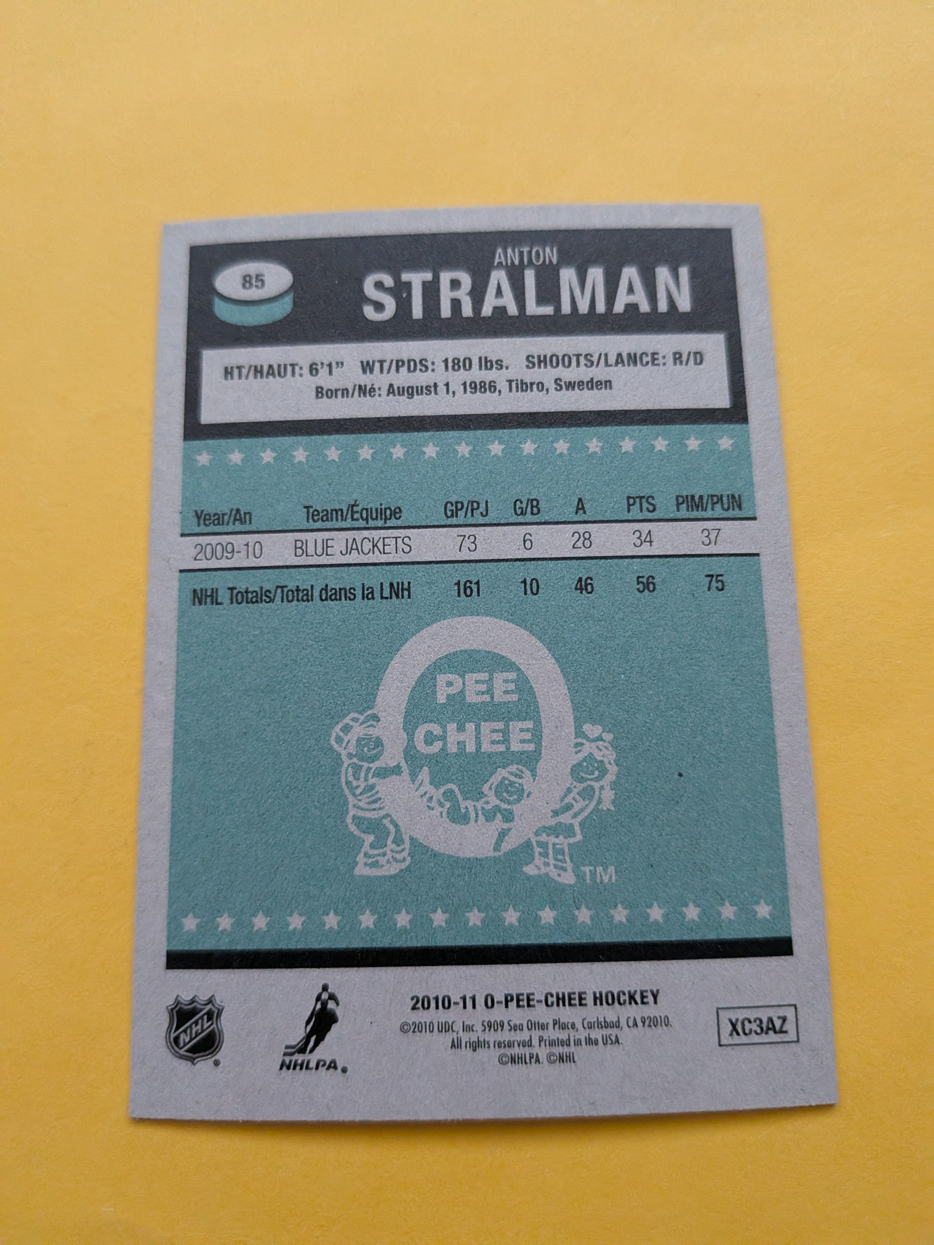 Anton Stralman Signed Columbus Blue Jackets Card A