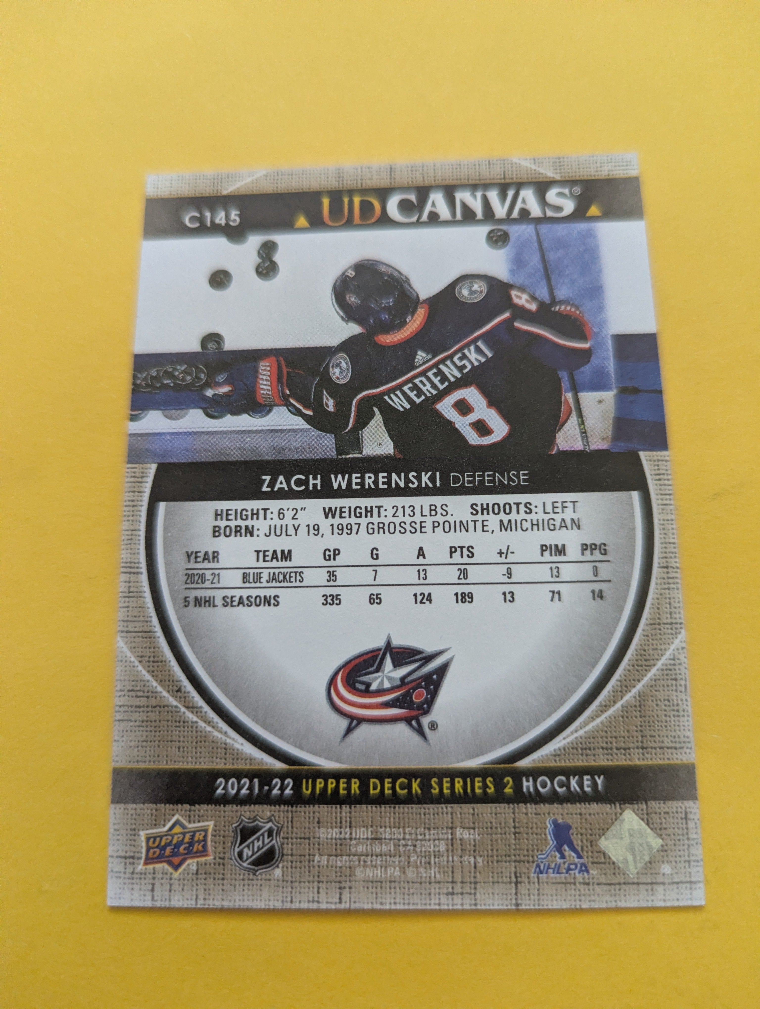 Zach Werenski 21-22 Upper Deck UD Canvas Card