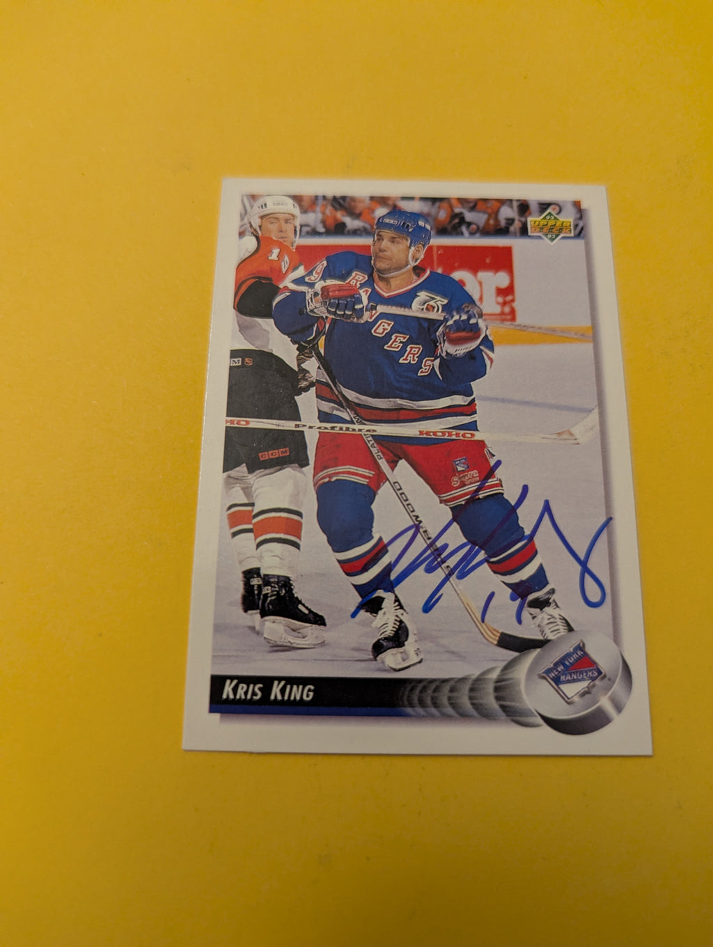 Kris King Signed New York Rangers Card
