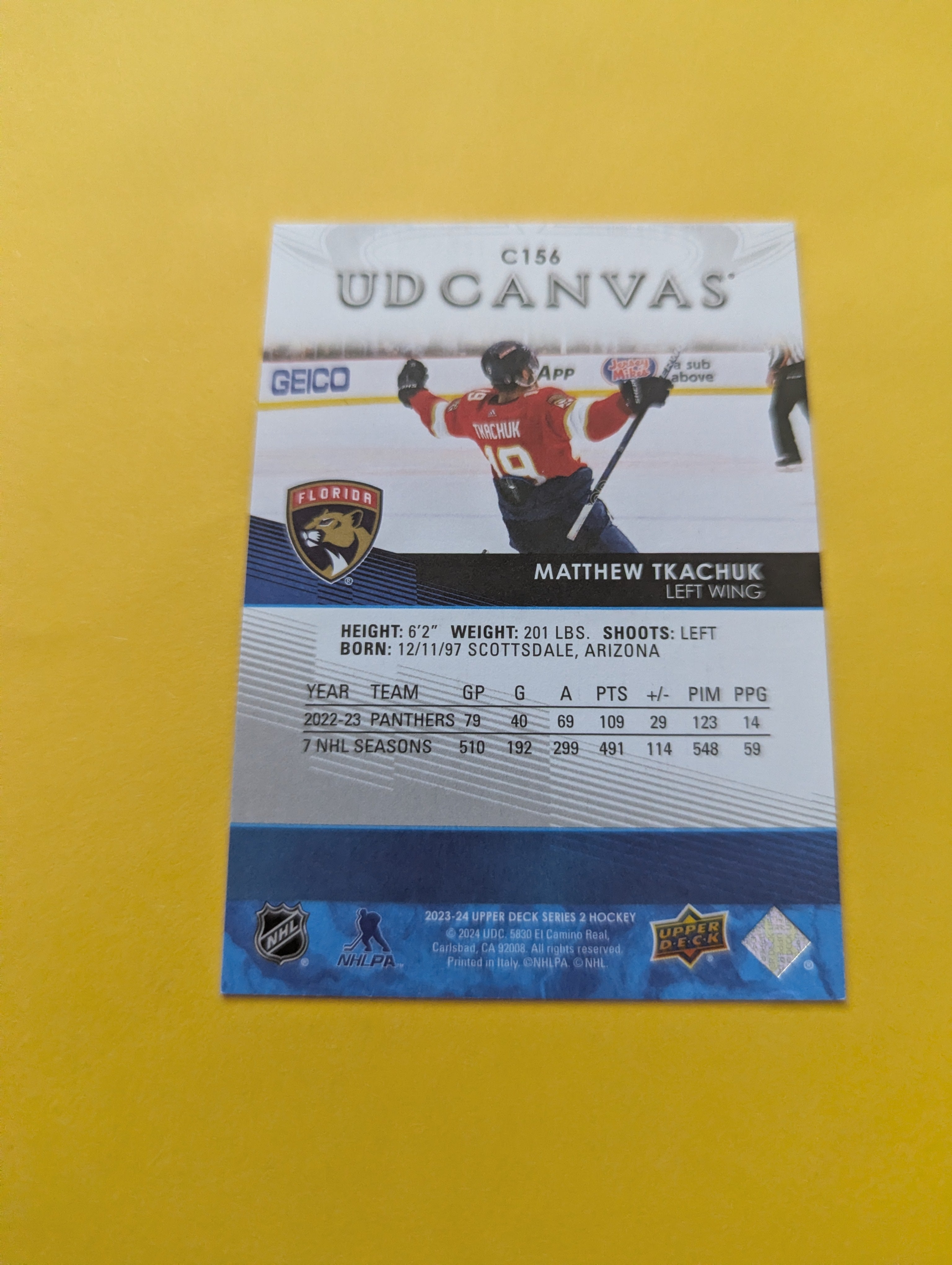 Matthew Tkachuk 23-24 Upper Deck UD Canvas Card