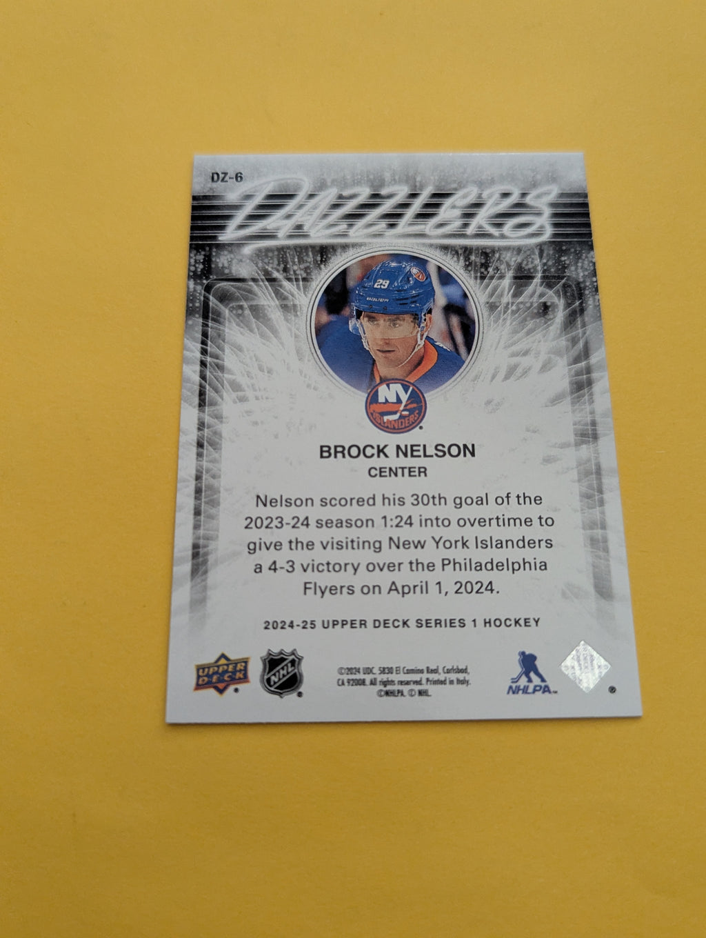 Brock Nelson 24-25 Upper Deck Dazzlers Pink Card