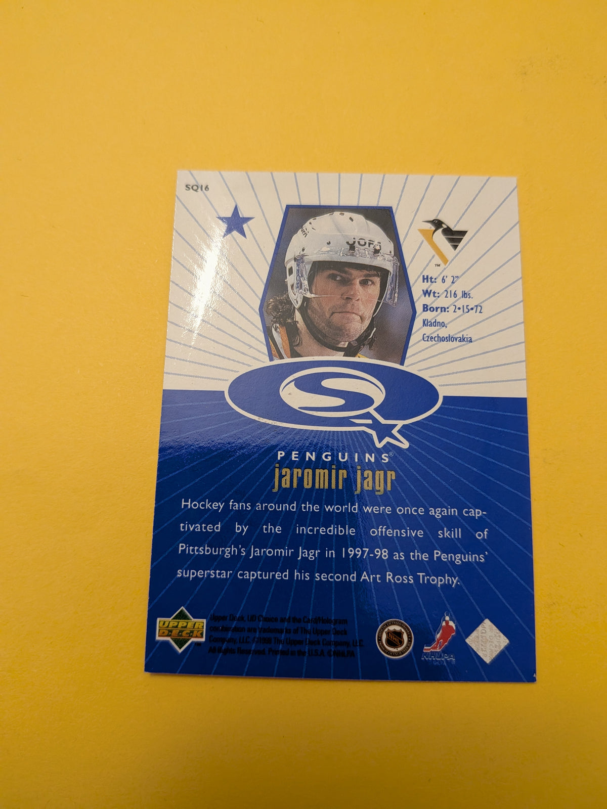 Jaromir Jagr 98-99 Collectors Choice Starquest Card