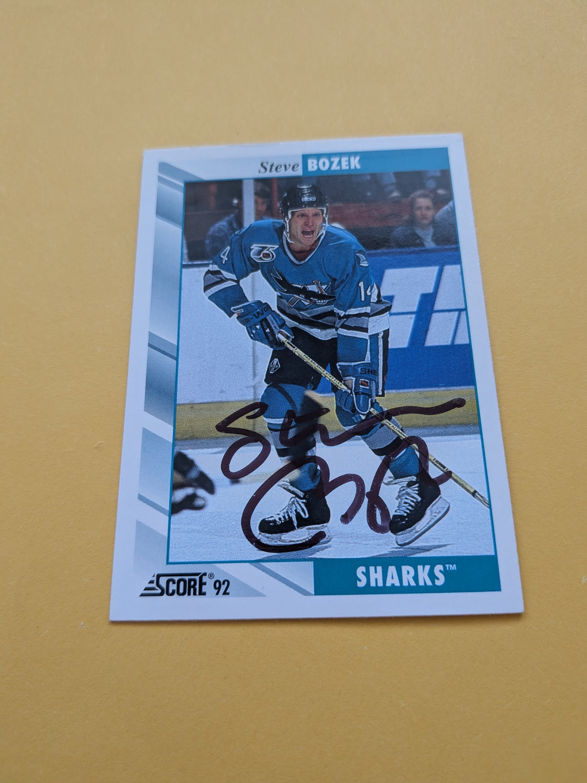 Steve Bozek Signed San Jose Sharks Card A