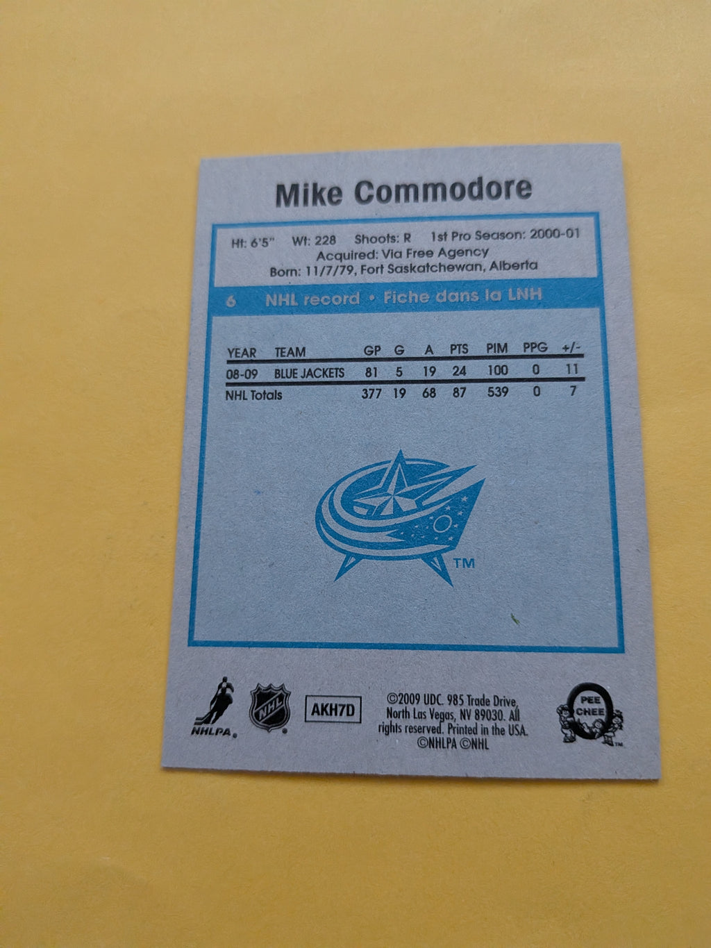 Mike Commodore Signed Columbus Blue Jackets Card D