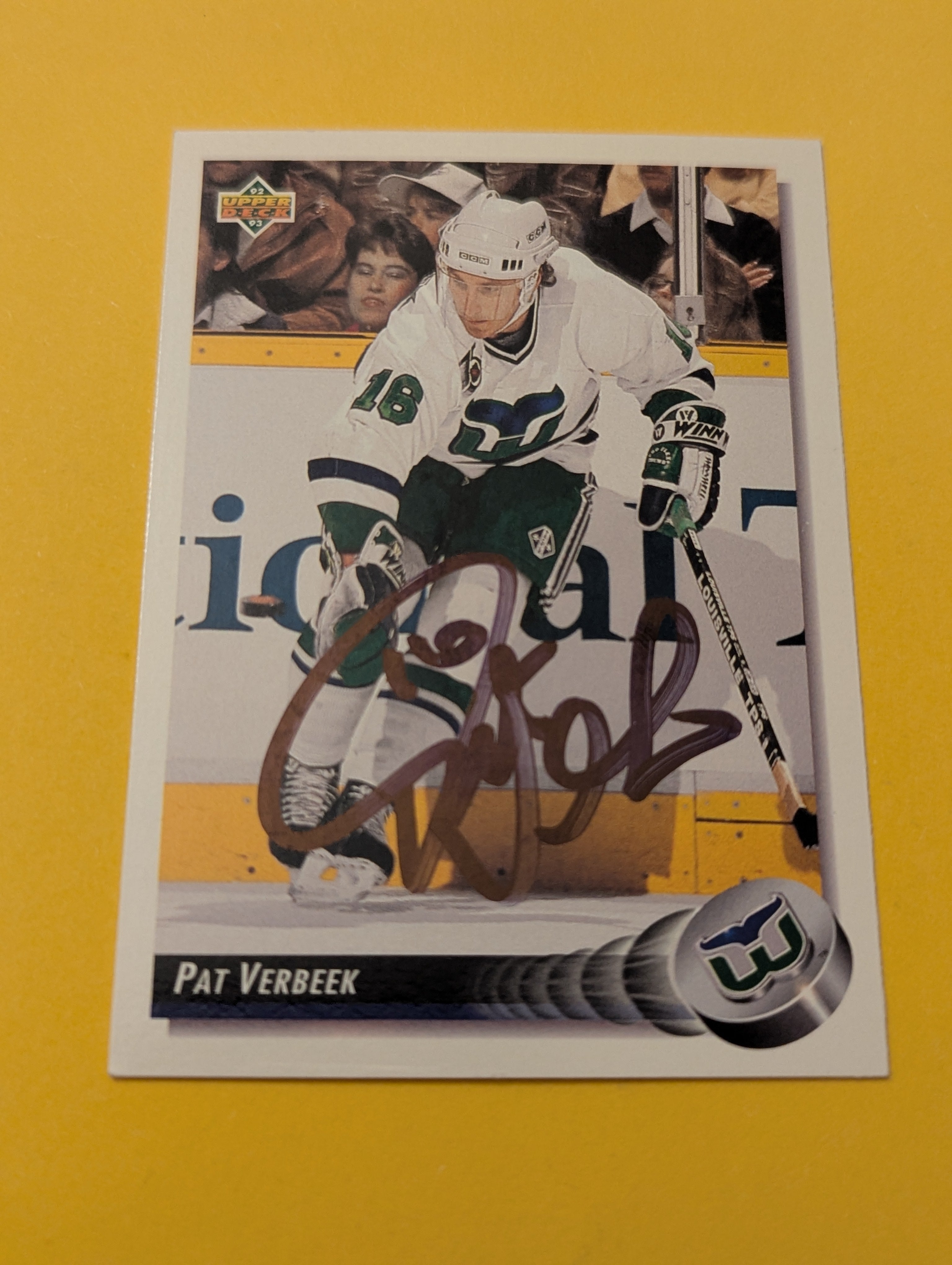 Pat Verbeek Signed Hartford Whalers Card
