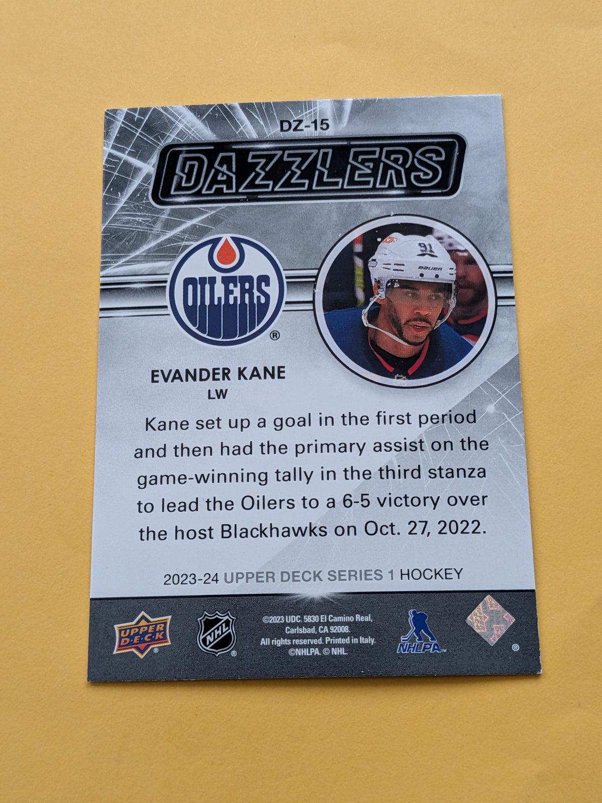 Evander Kane 23-24 Upper Deck Dazzlers Green Card