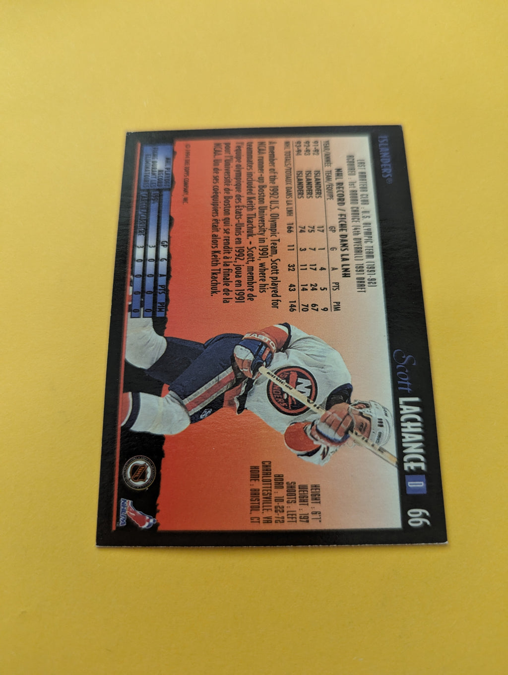 Scott Lachance Signed New York Islanders Card