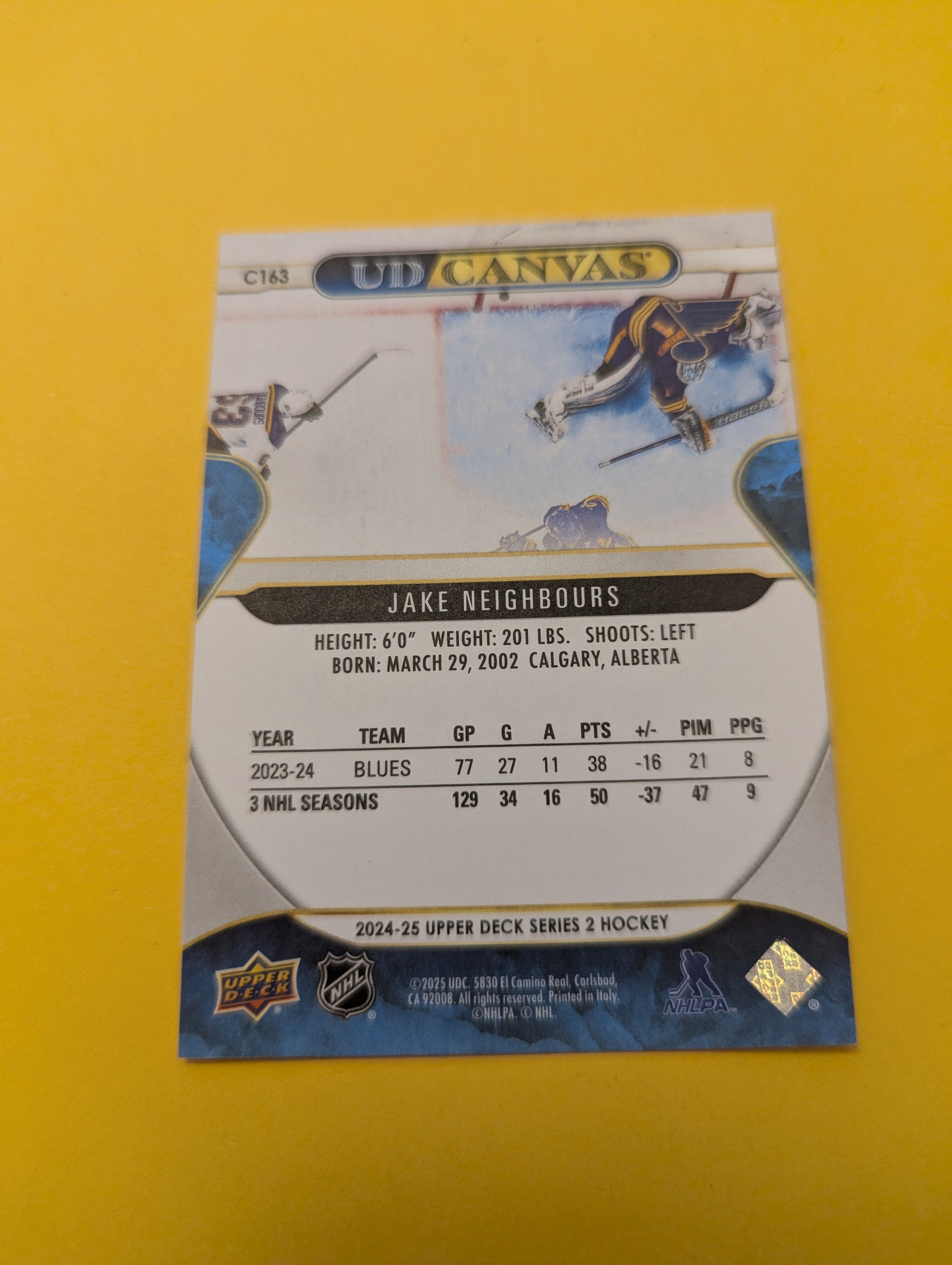 Jake Neighbours 24-25 Upper Deck UD Canvas Card