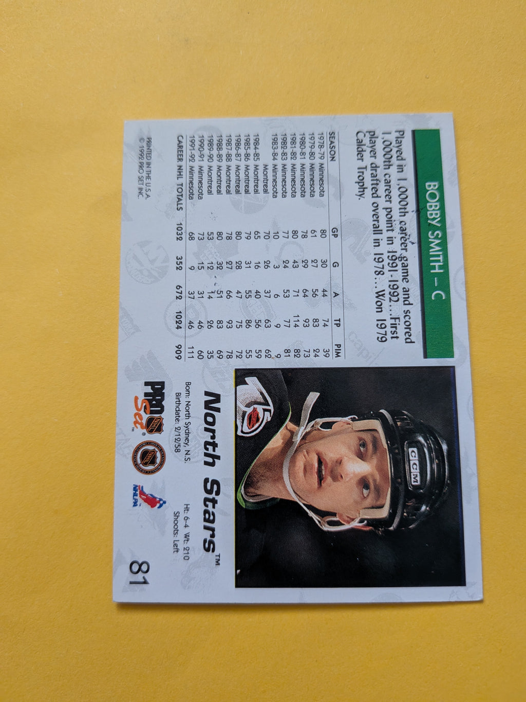 Bobby Smith Signed Minnesota North Stars Card D