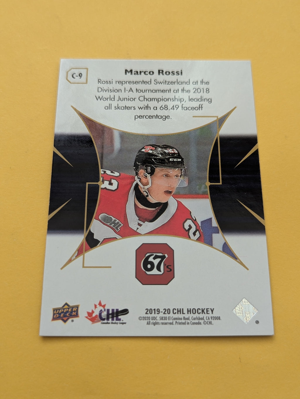Marco Rossi 19-20 Upper Deck CHL Class Card