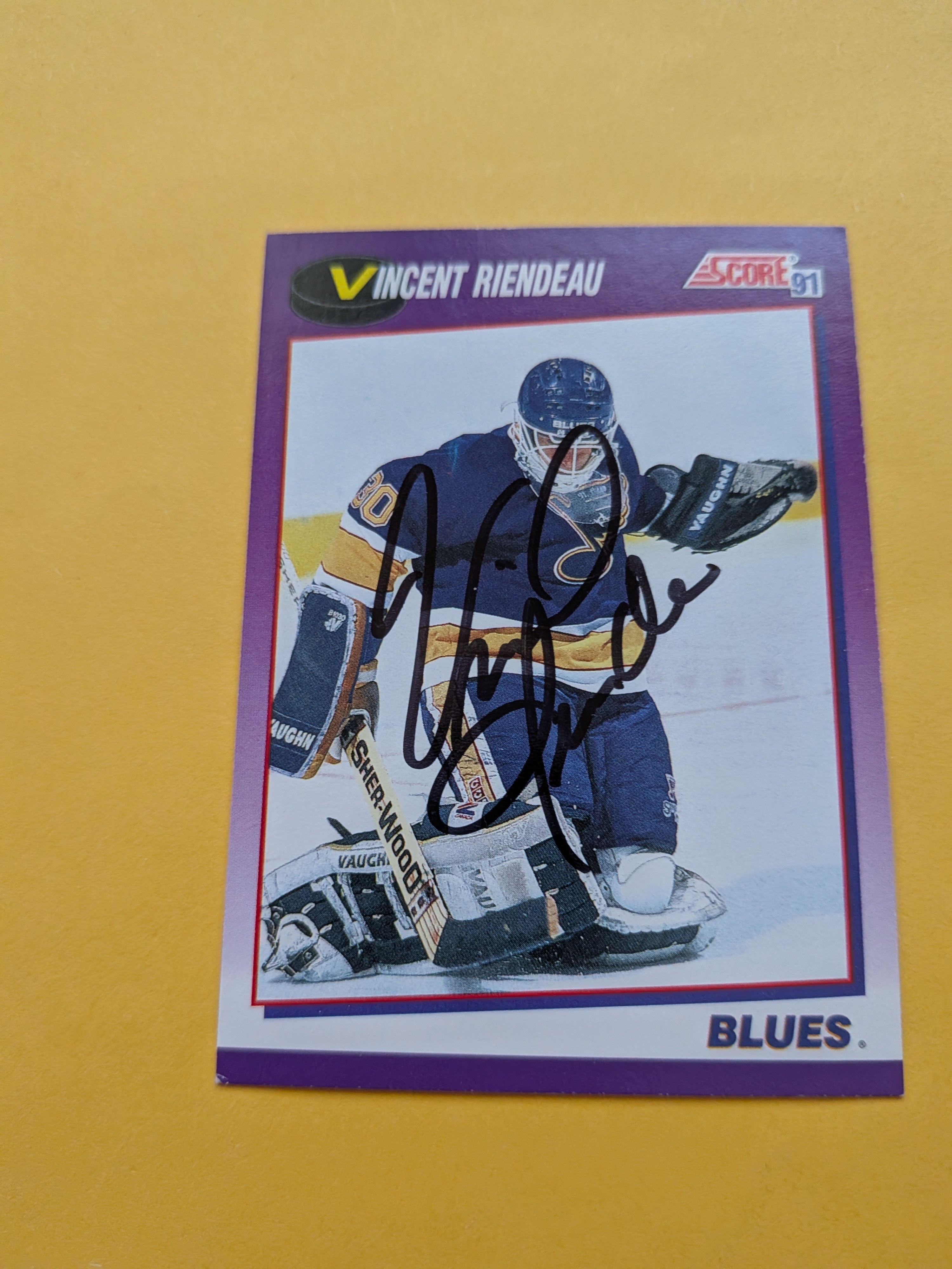 Vincent Riendeau Signed St. Louis Blues Card E