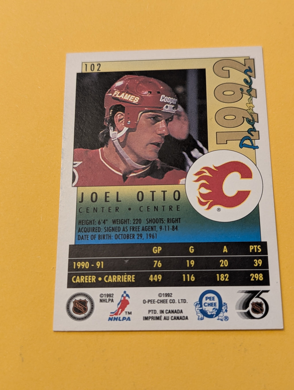 Joel Otto Signed Calgary Flames Card