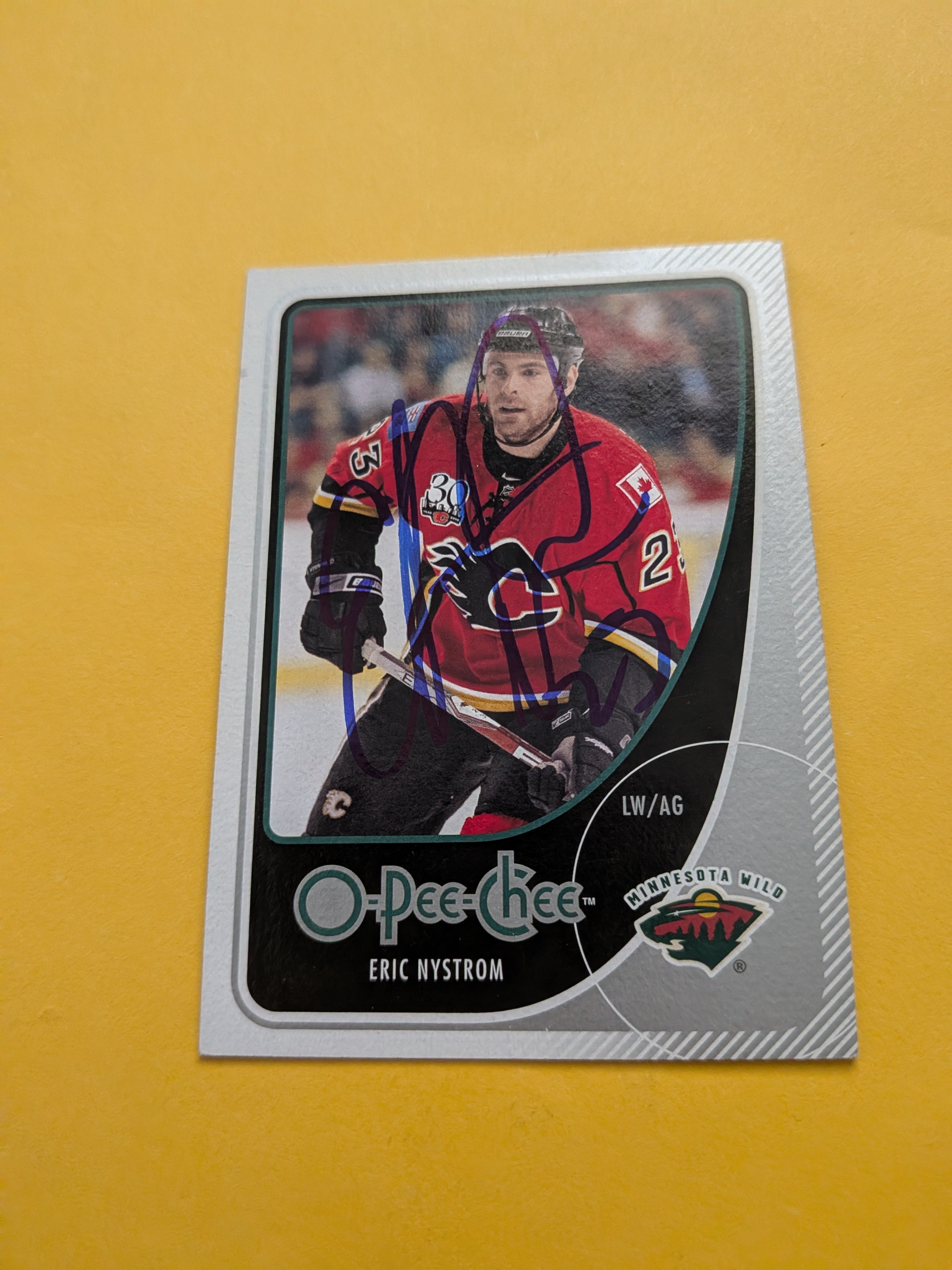 Eric Nystrom Signed Calgary Flames Card B
