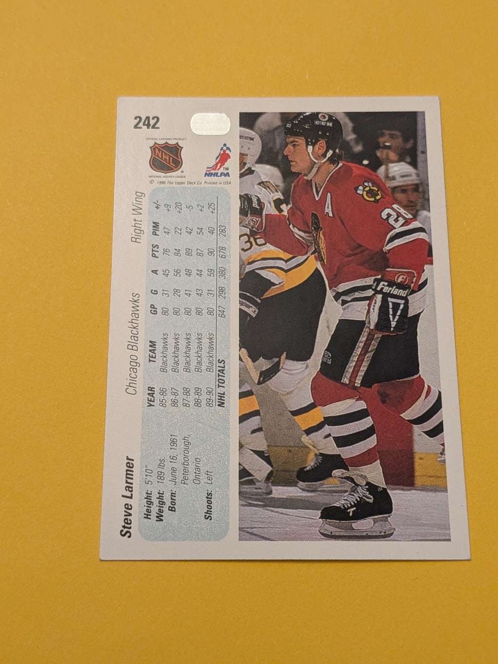 Steve Larmer Signed Chicago Blackhawks Card I