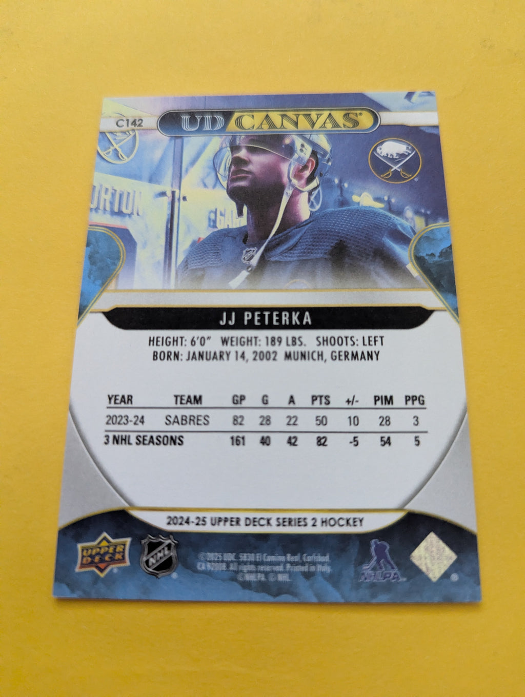 J.J. Peterka 24-25 Upper Deck UD Canvas Card