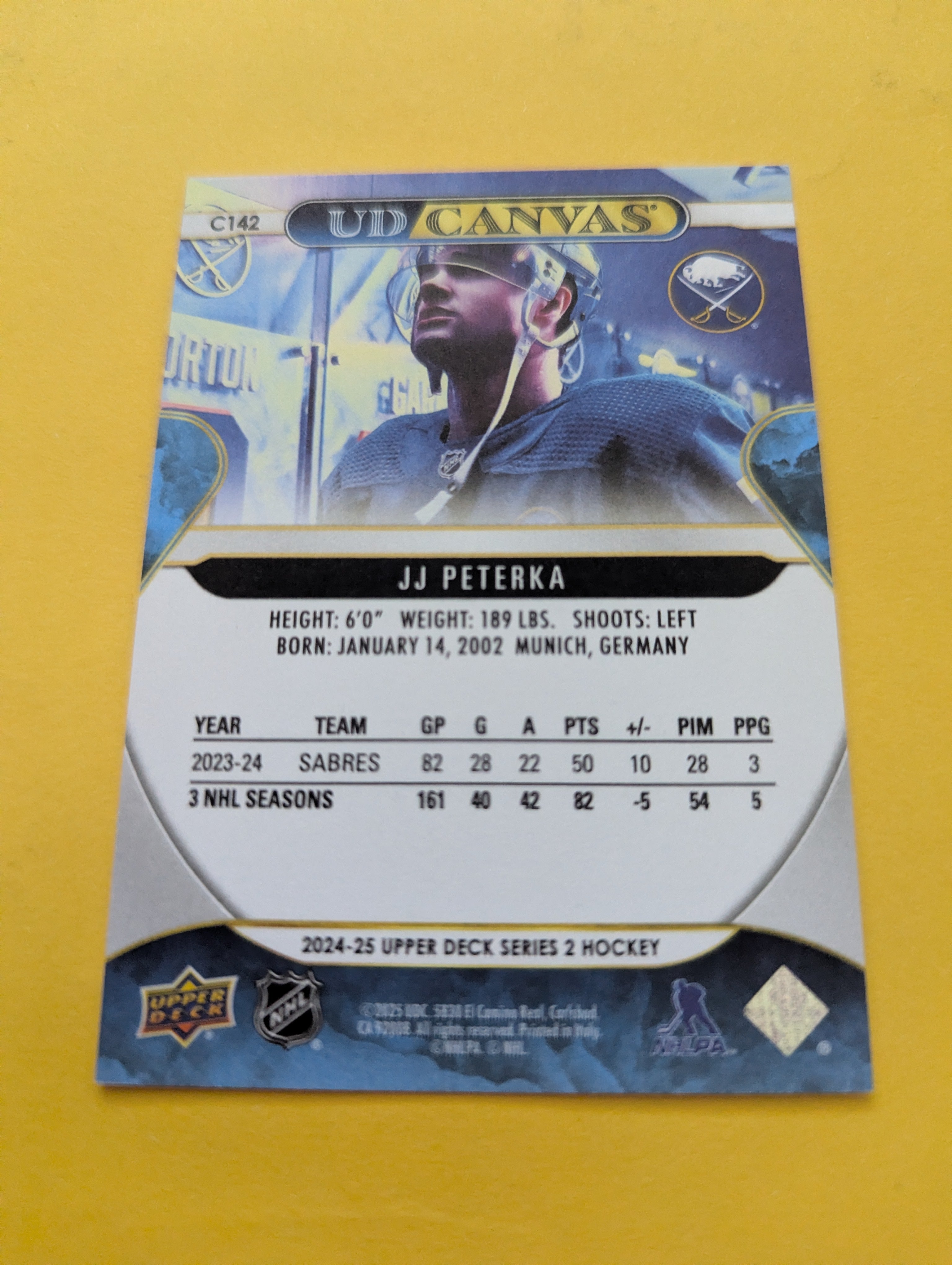 J.J. Peterka 24-25 Upper Deck UD Canvas Card