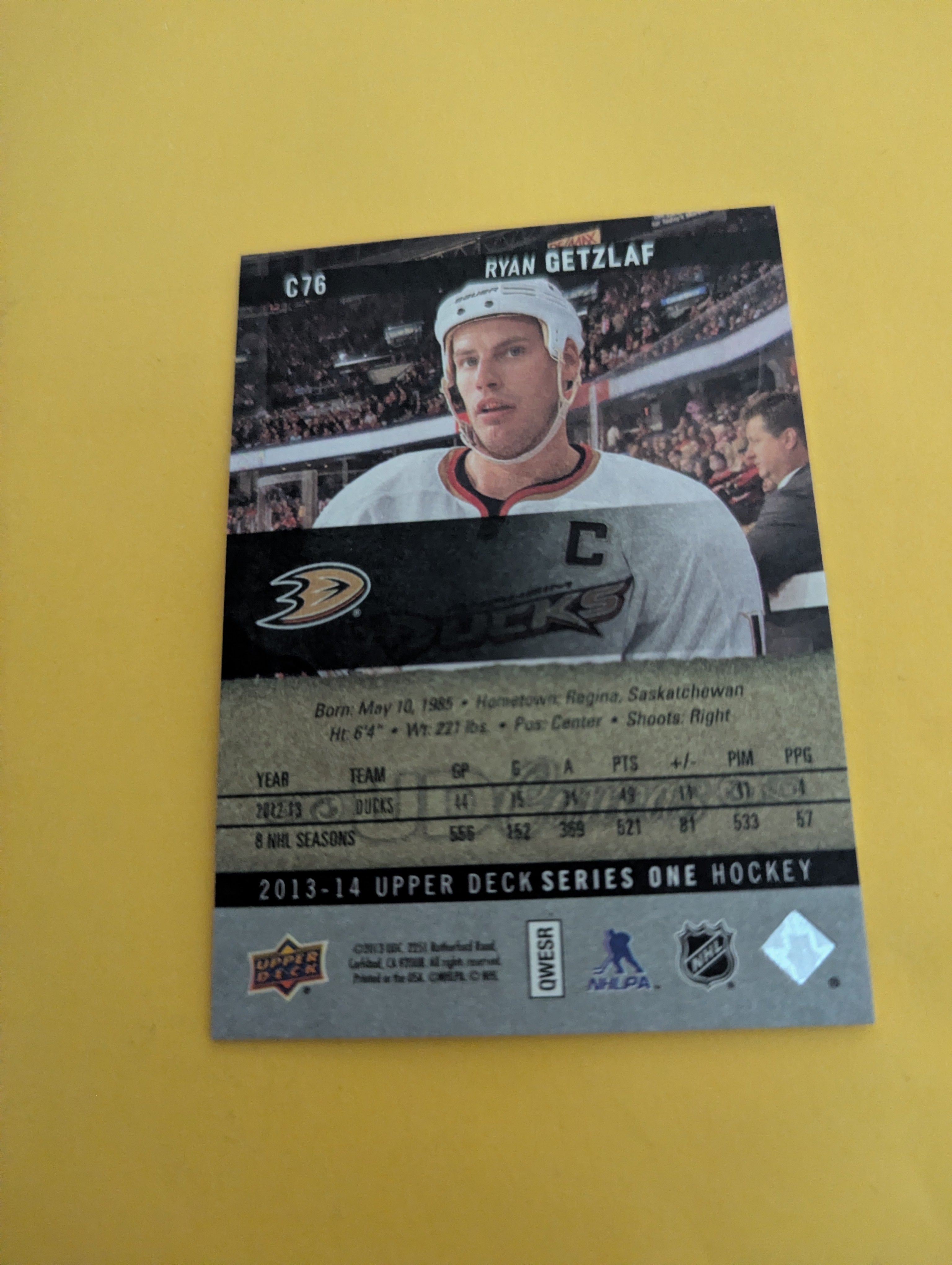 Ryan Getzlaf 13-14 Upper Deck UD Canvas Card