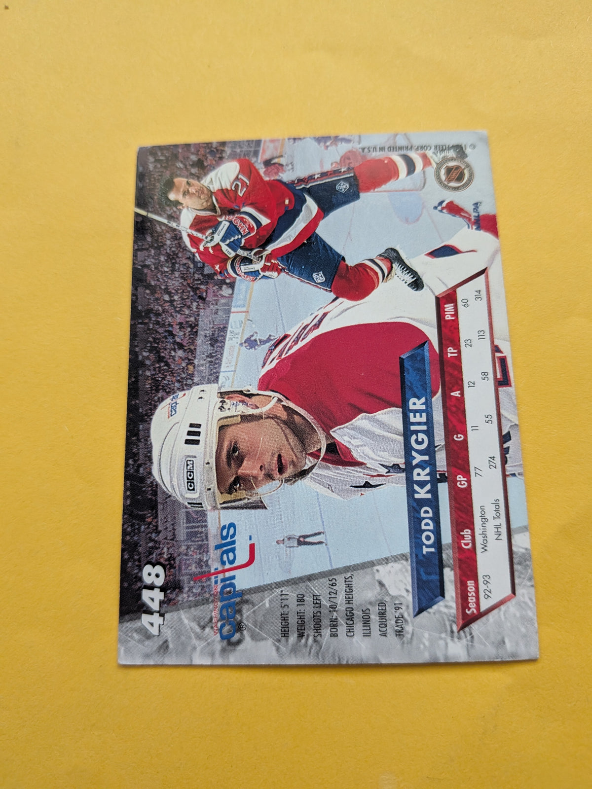 Todd Krygier Signed Washington Capitals Card C