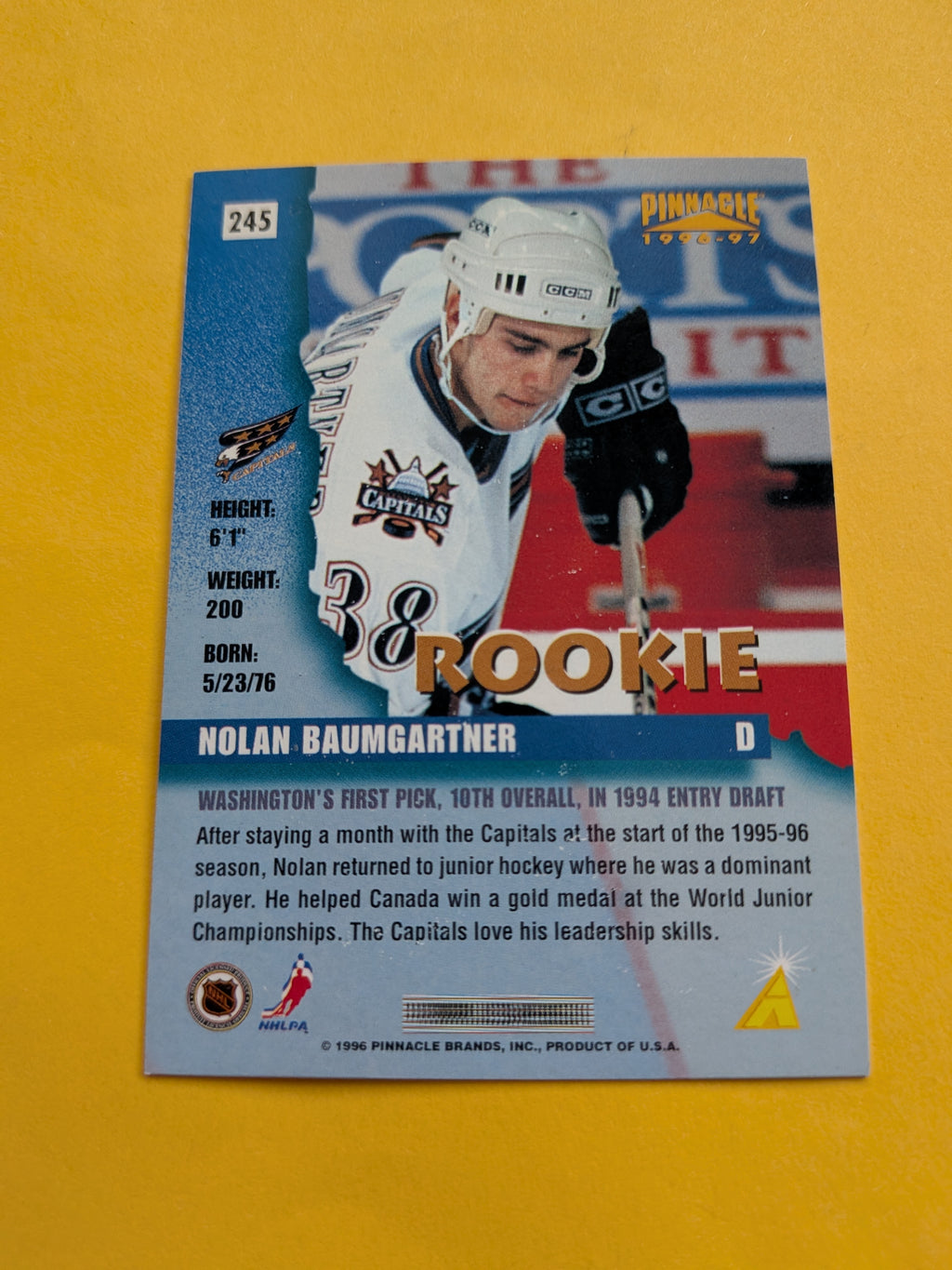 Nolan Baumgartner Signed Washington Capitals Card D