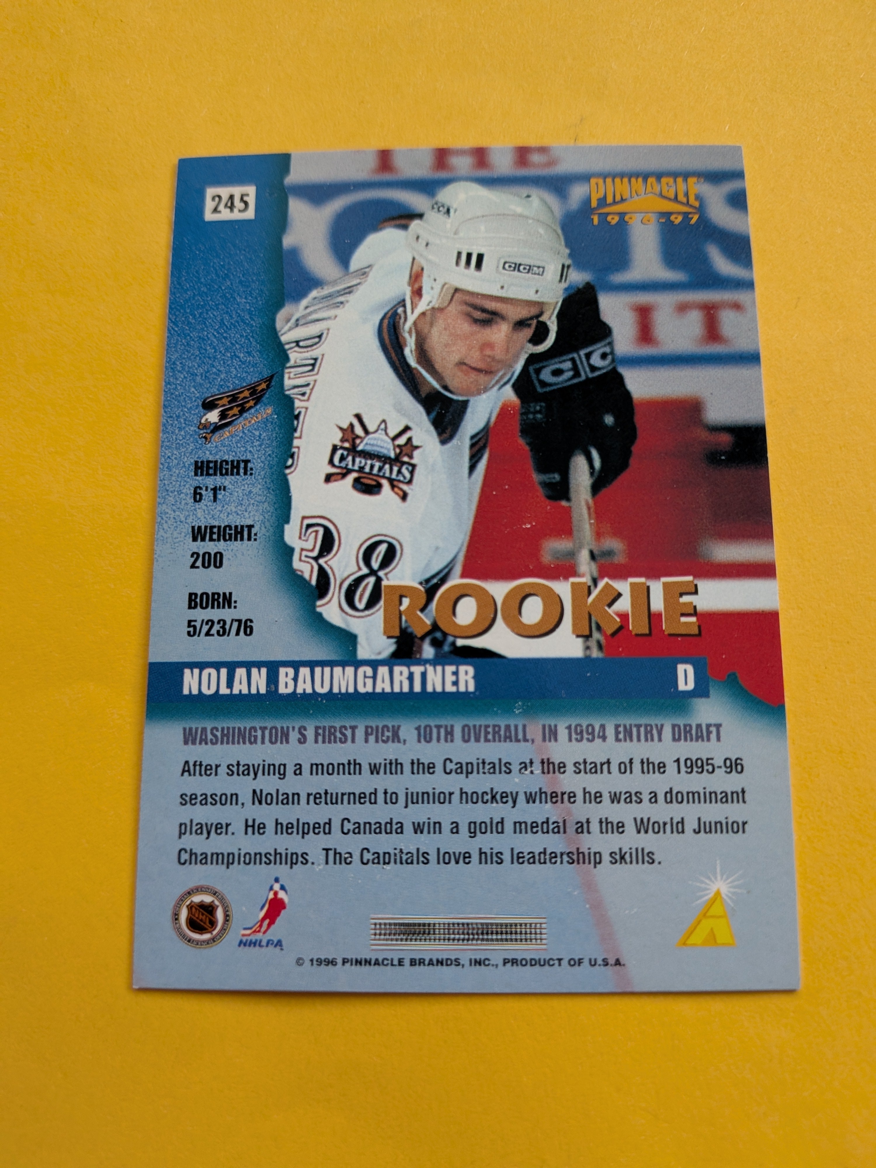 Nolan Baumgartner Signed Washington Capitals Card D