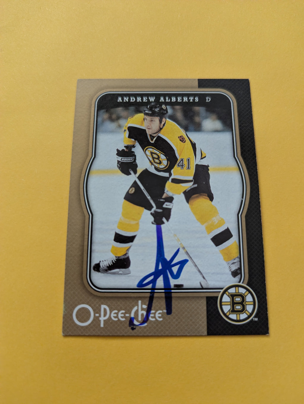 Andrew Alberts Signed Boston Bruins Card