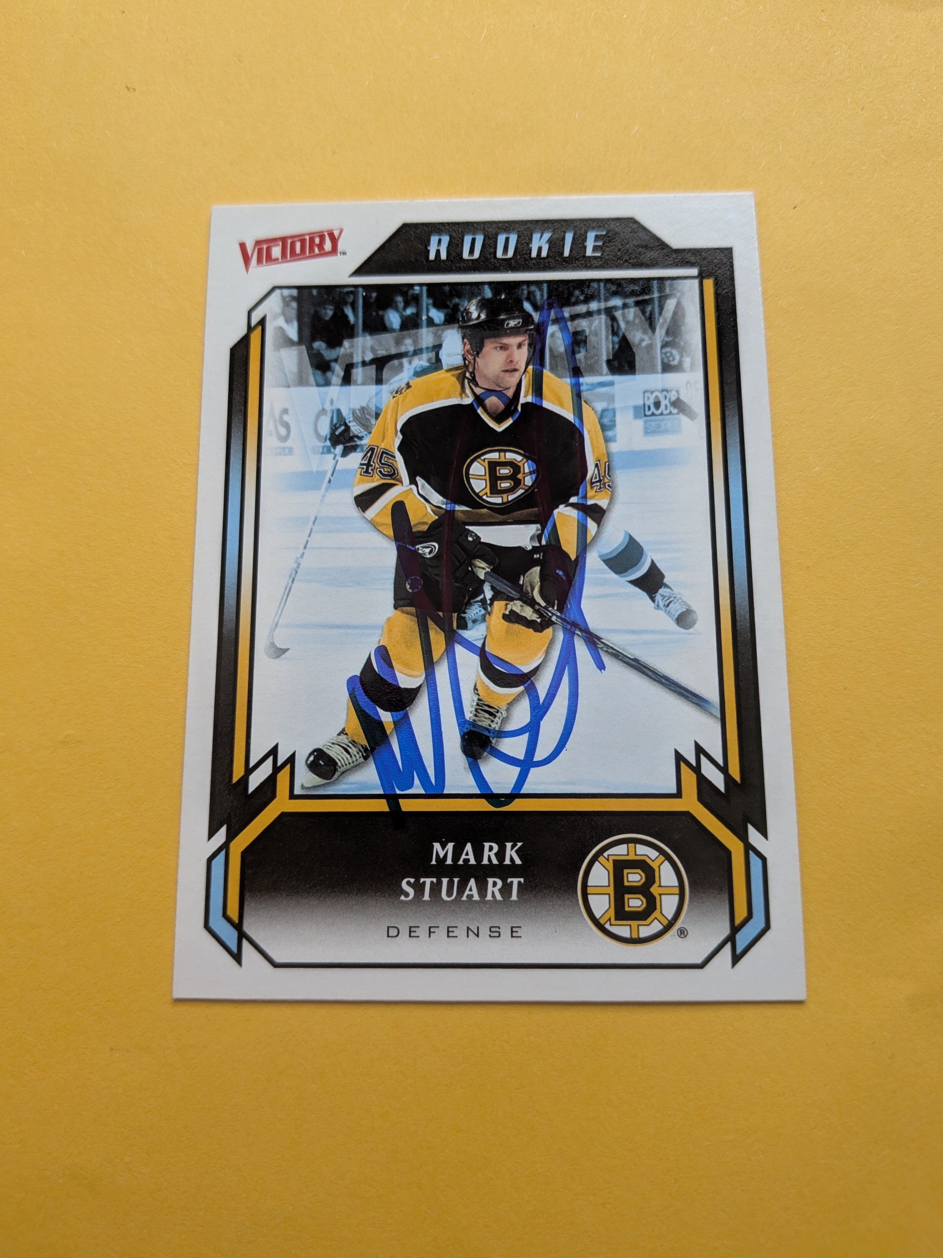 Mark Stuart Signed Boston Bruins Rookie Card E