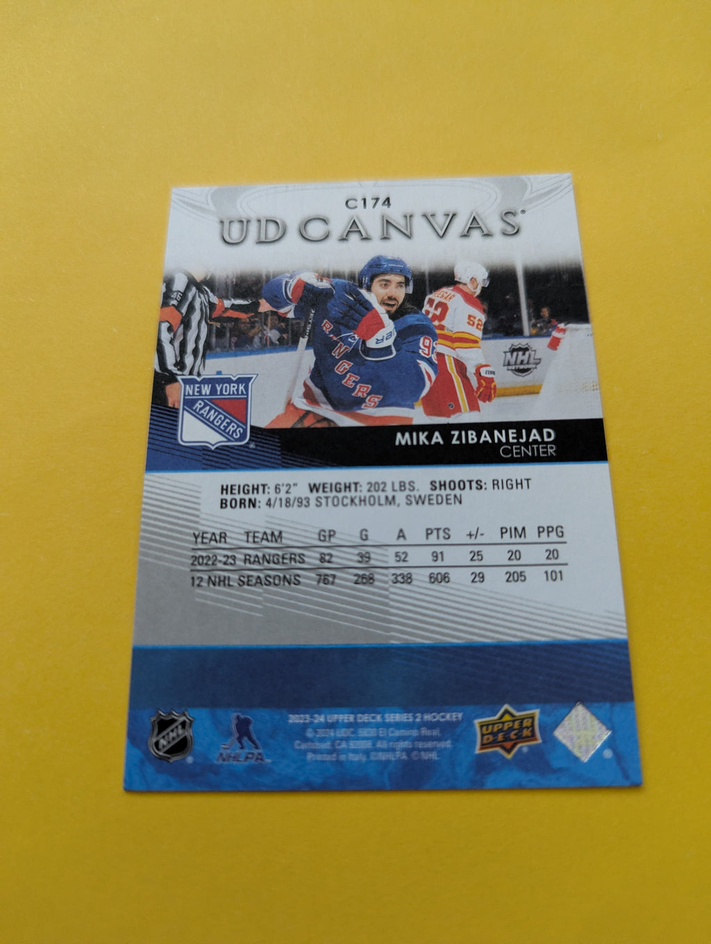 Mika Zibanejad 23-24 Upper Deck UD Canvas Card