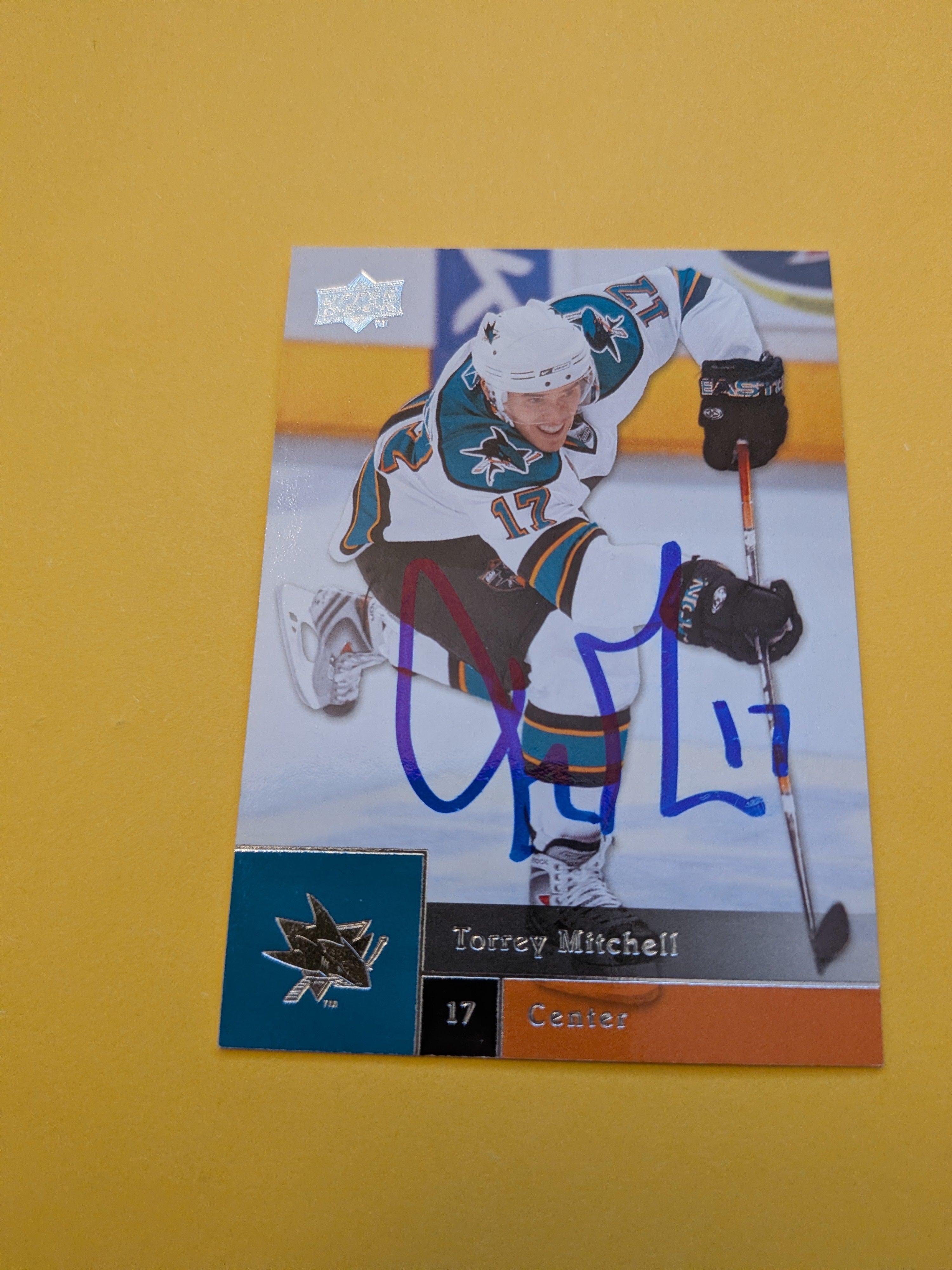 Torrey Mitchell Signed San Jose Sharks Card B