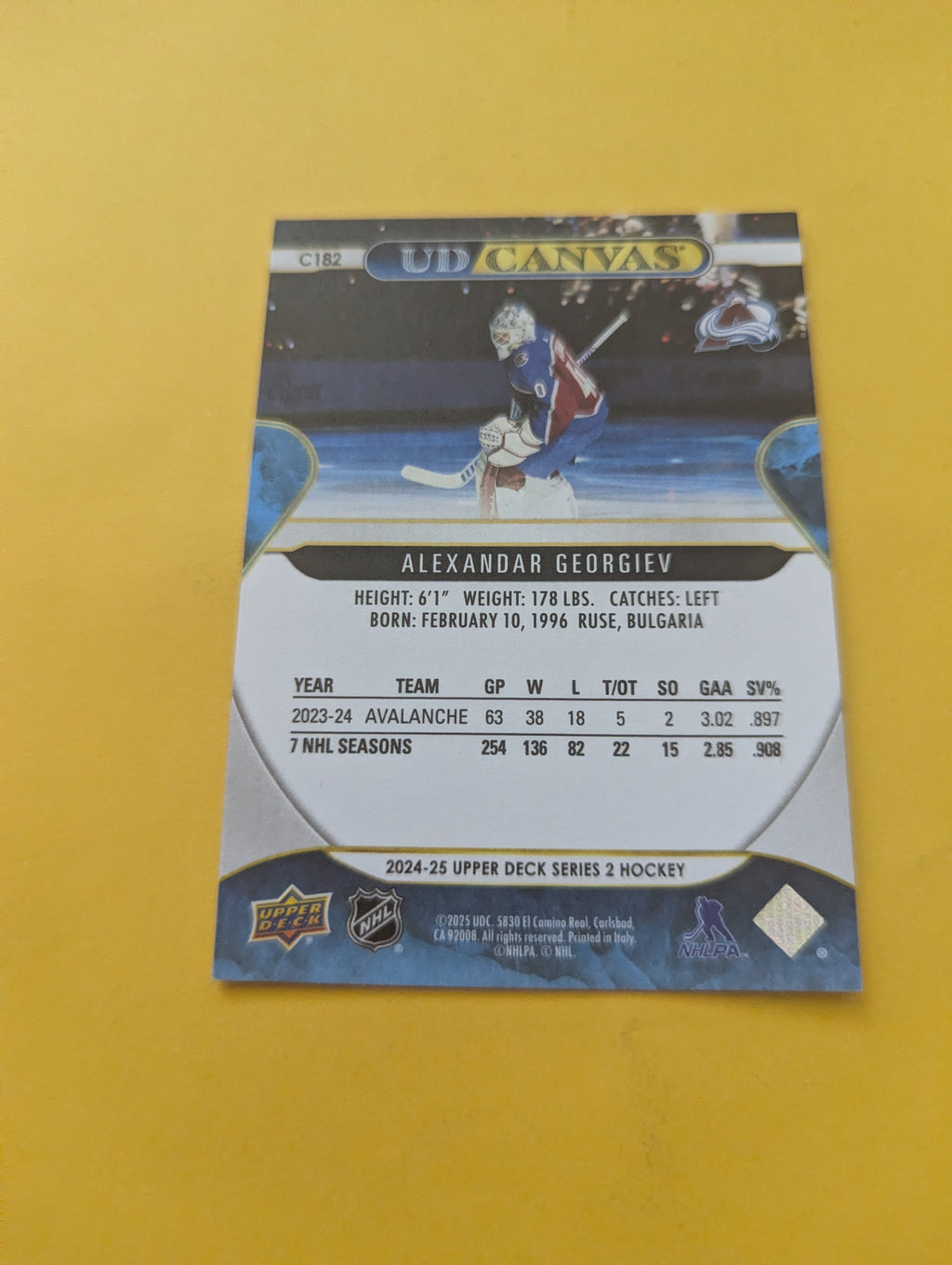 Alexander Georgiev 24-25 Upper Deck UD Canvas Card