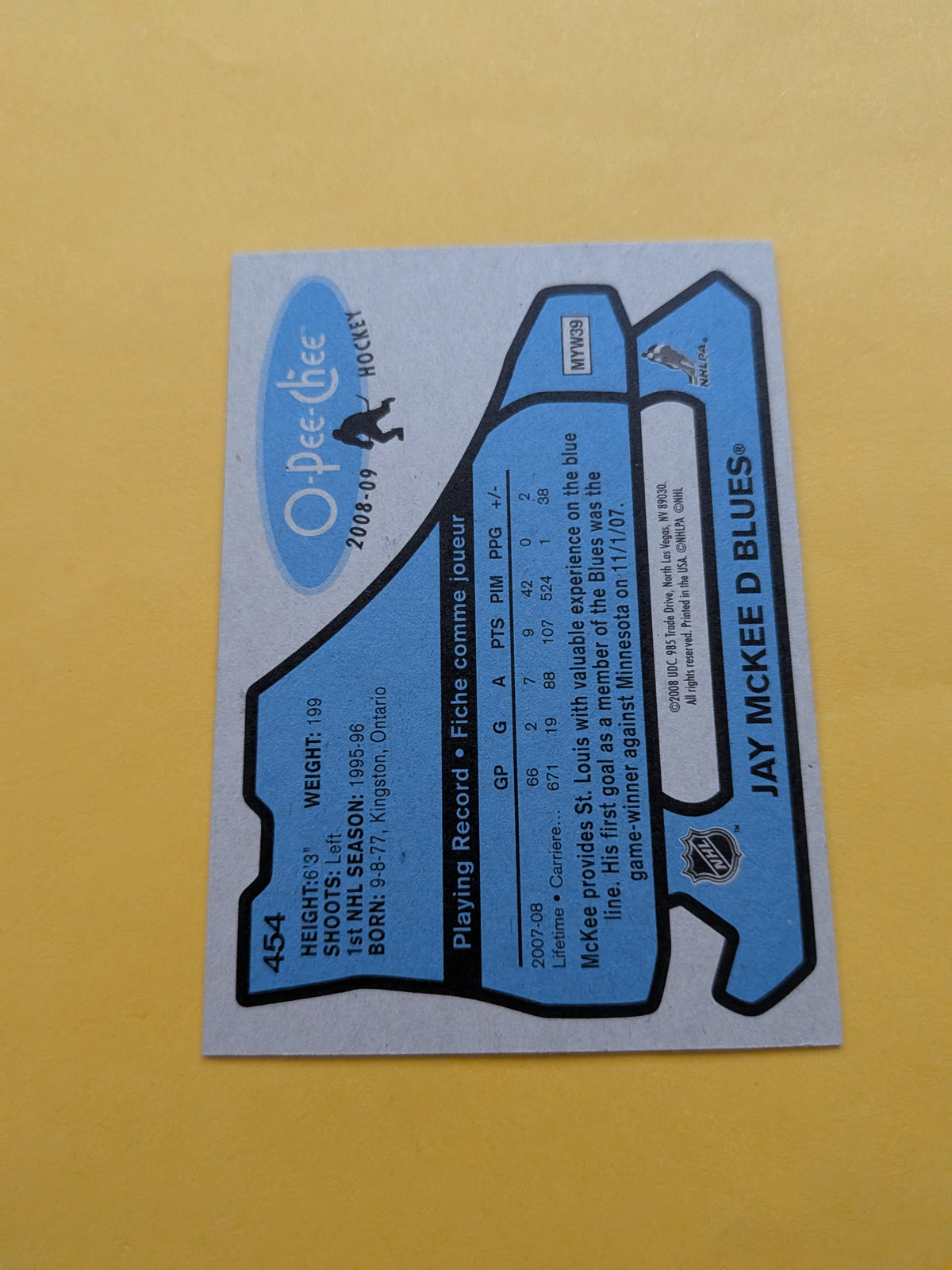 Jay McKee Signed St. Louis Blues Card B