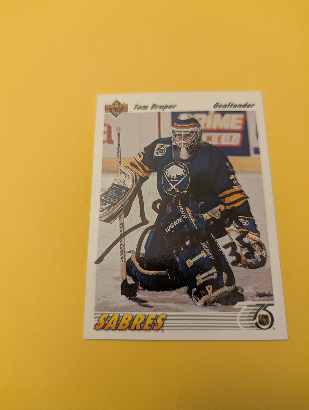 Tom Draper Signed Buffalo Sabres Card