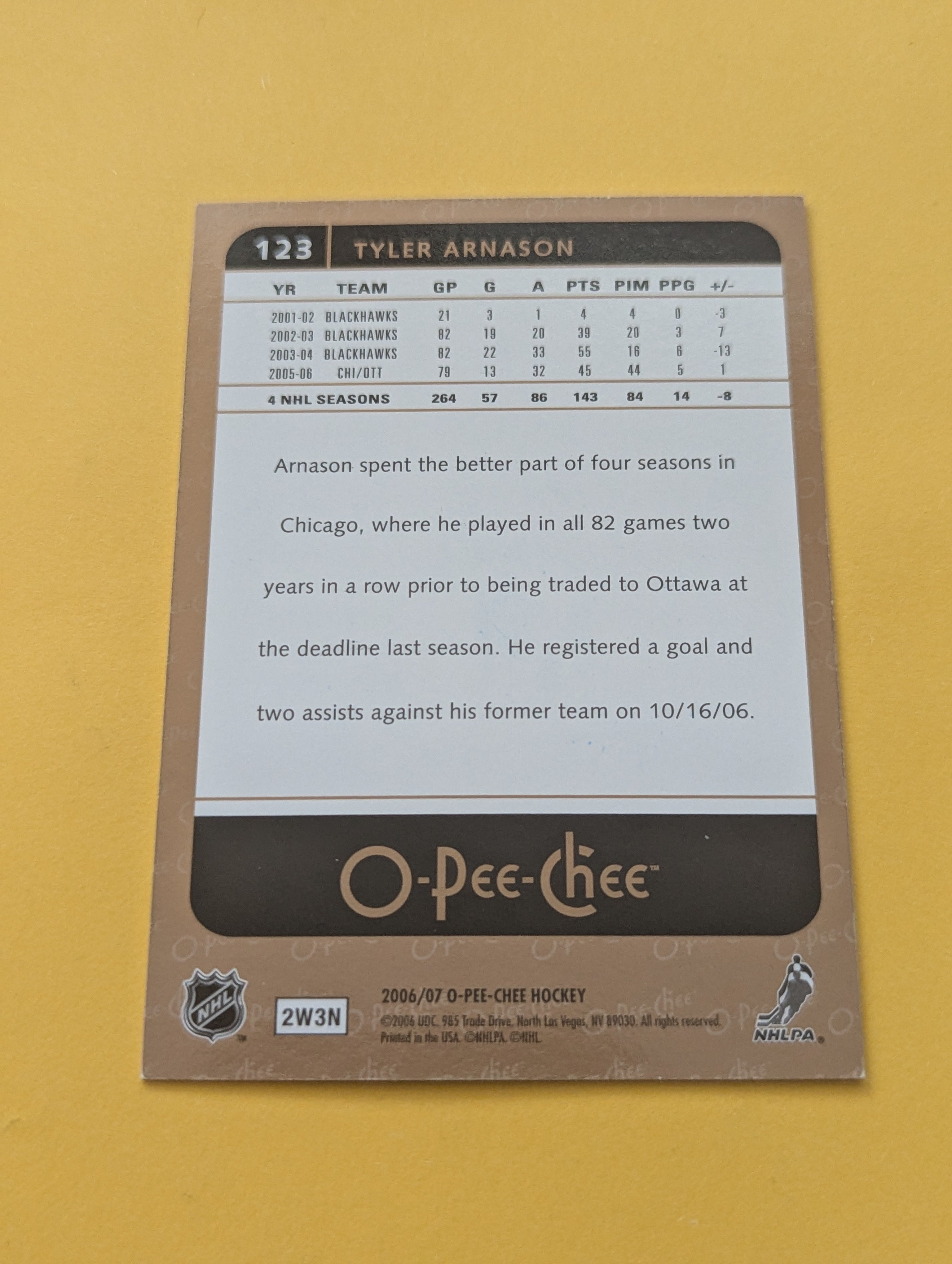 Tyler Arnason Signed Colorado Avalanche Card