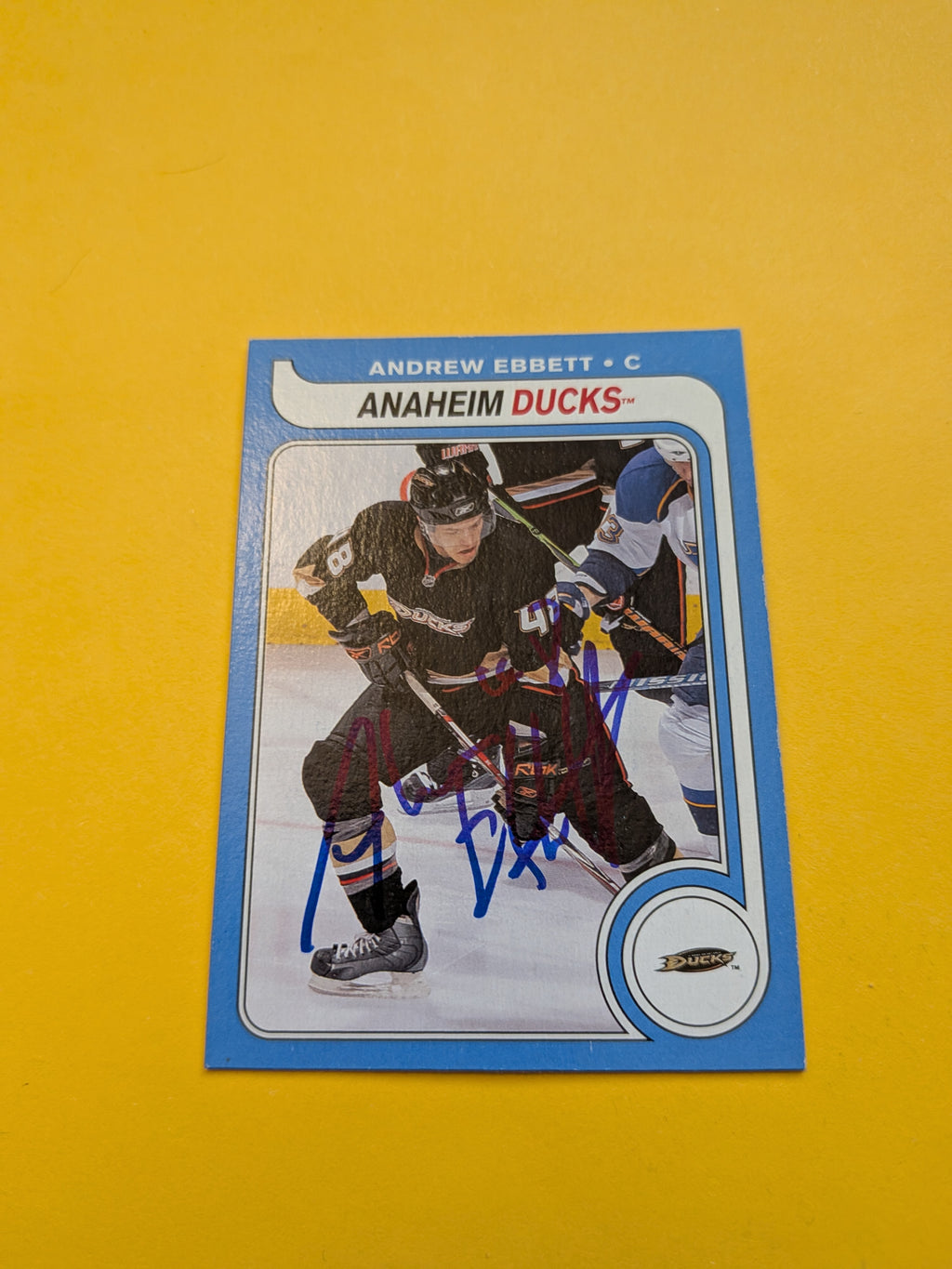 Andrew Ebbett Signed Anaheim Ducks Rookie Card B