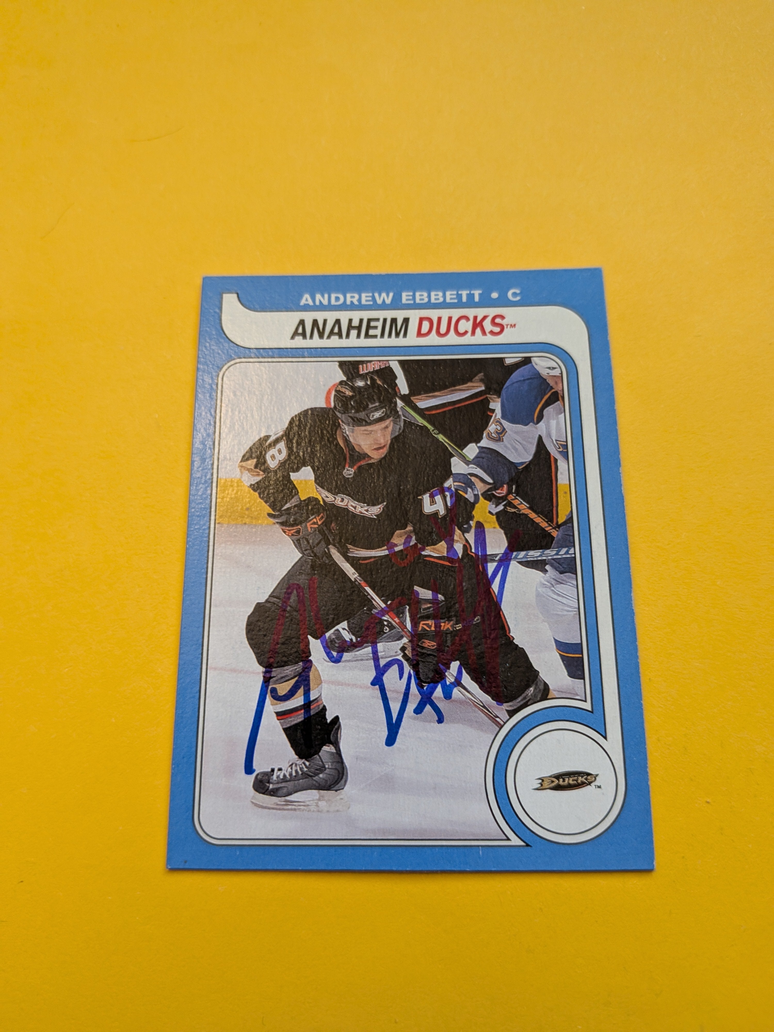 Andrew Ebbett Signed Anaheim Ducks Rookie Card B