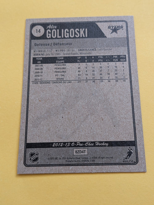 Alex Goligoski Signed Dallas Stars Card C