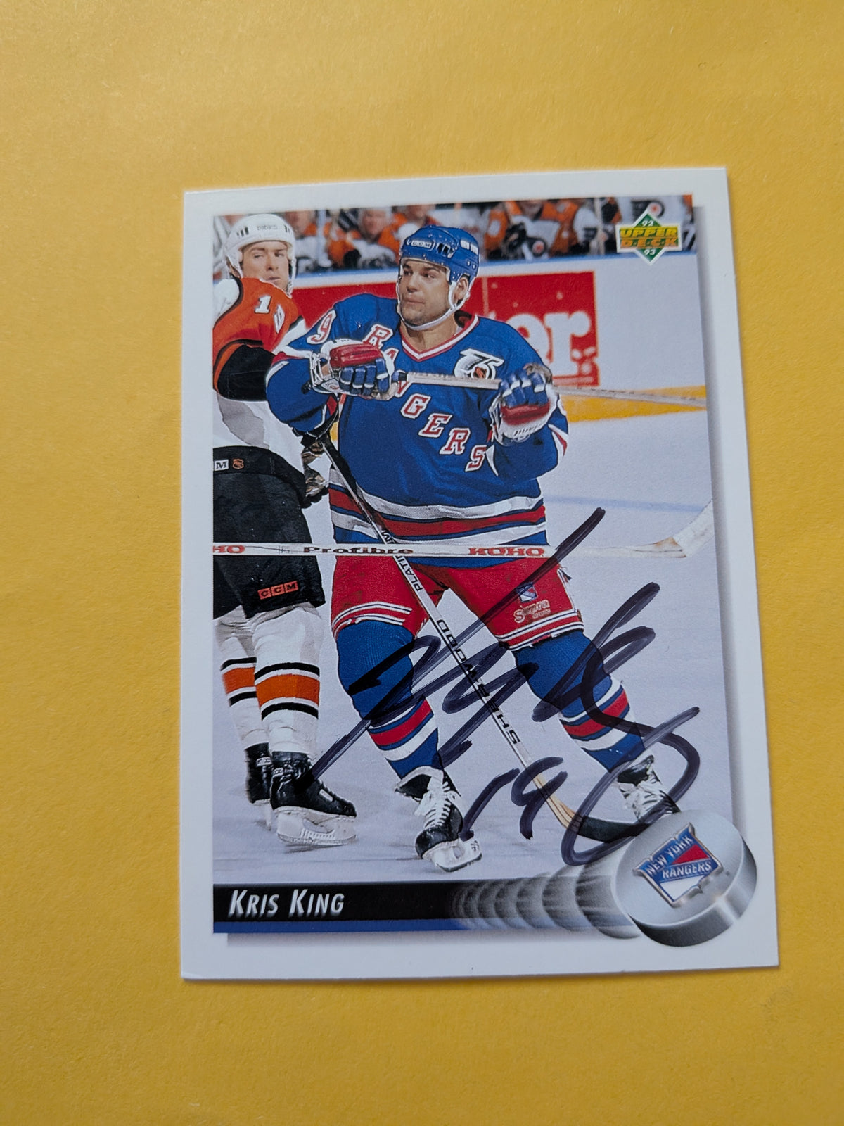 Kris King Signed New York Rangers Card L
