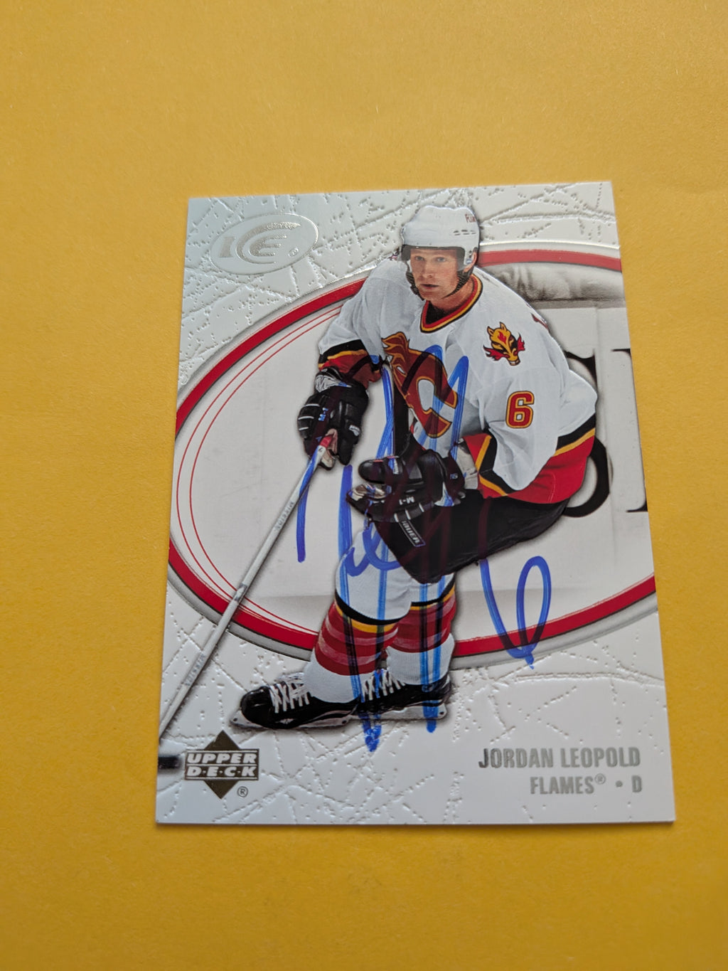 Jordan Leopold Signed Calgary Flames Card C