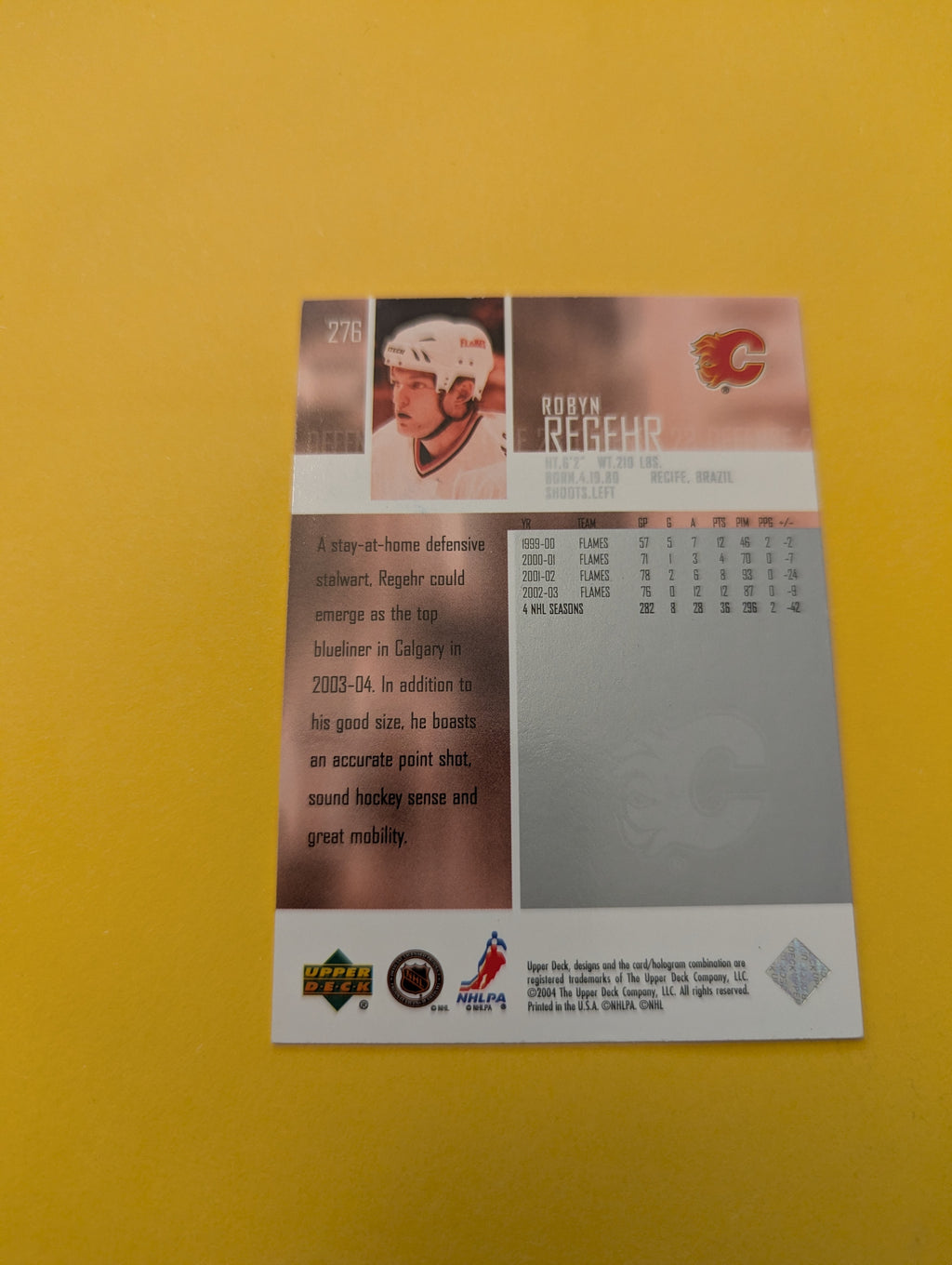 Robyn Regehr Signed Calgary Flames Card